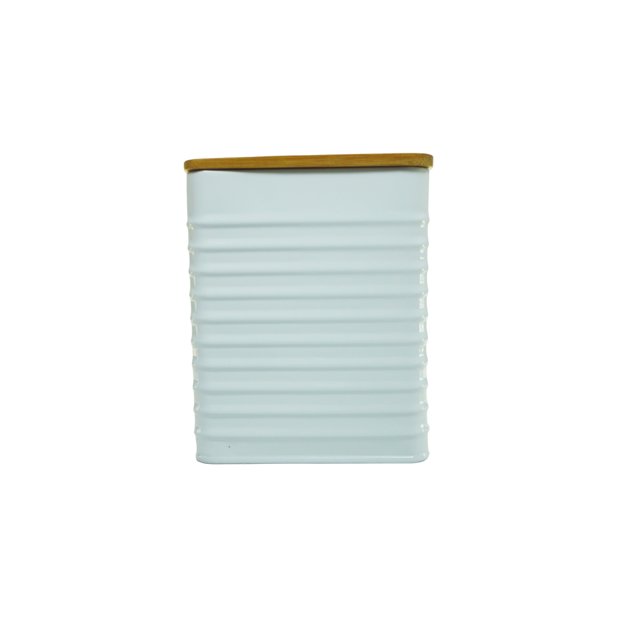 Tin Canister White Bamboo Lid 27917