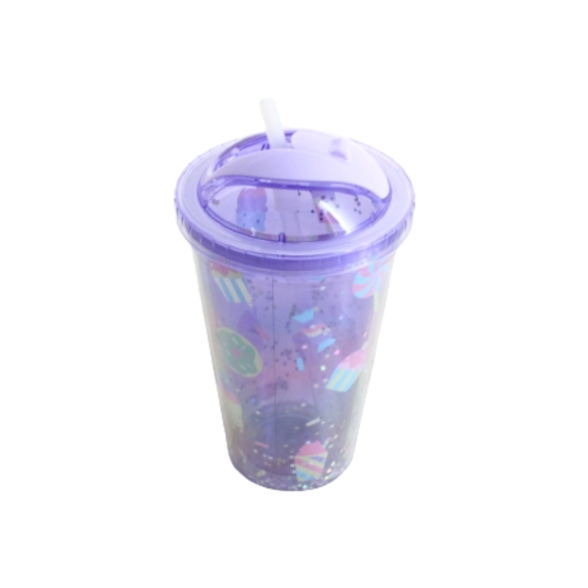 Acrylic Smoothie Tumbler 380ml with Straw and Shining Lid XBOT133