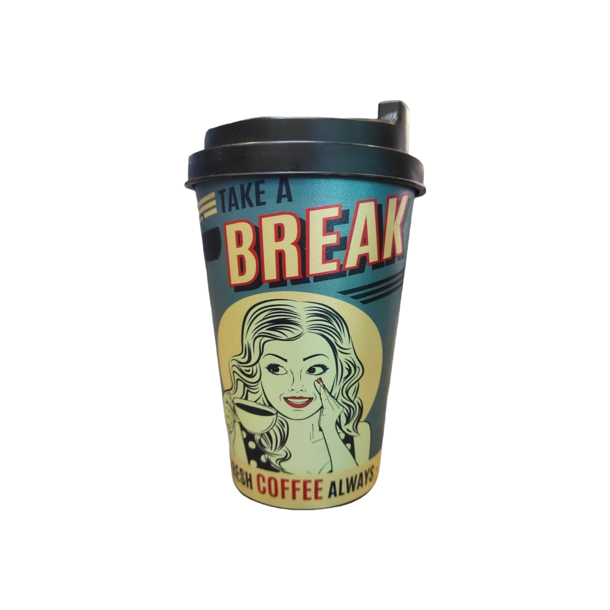 Reusable Takeaway Coffee Cup 340ml Take a Break Design