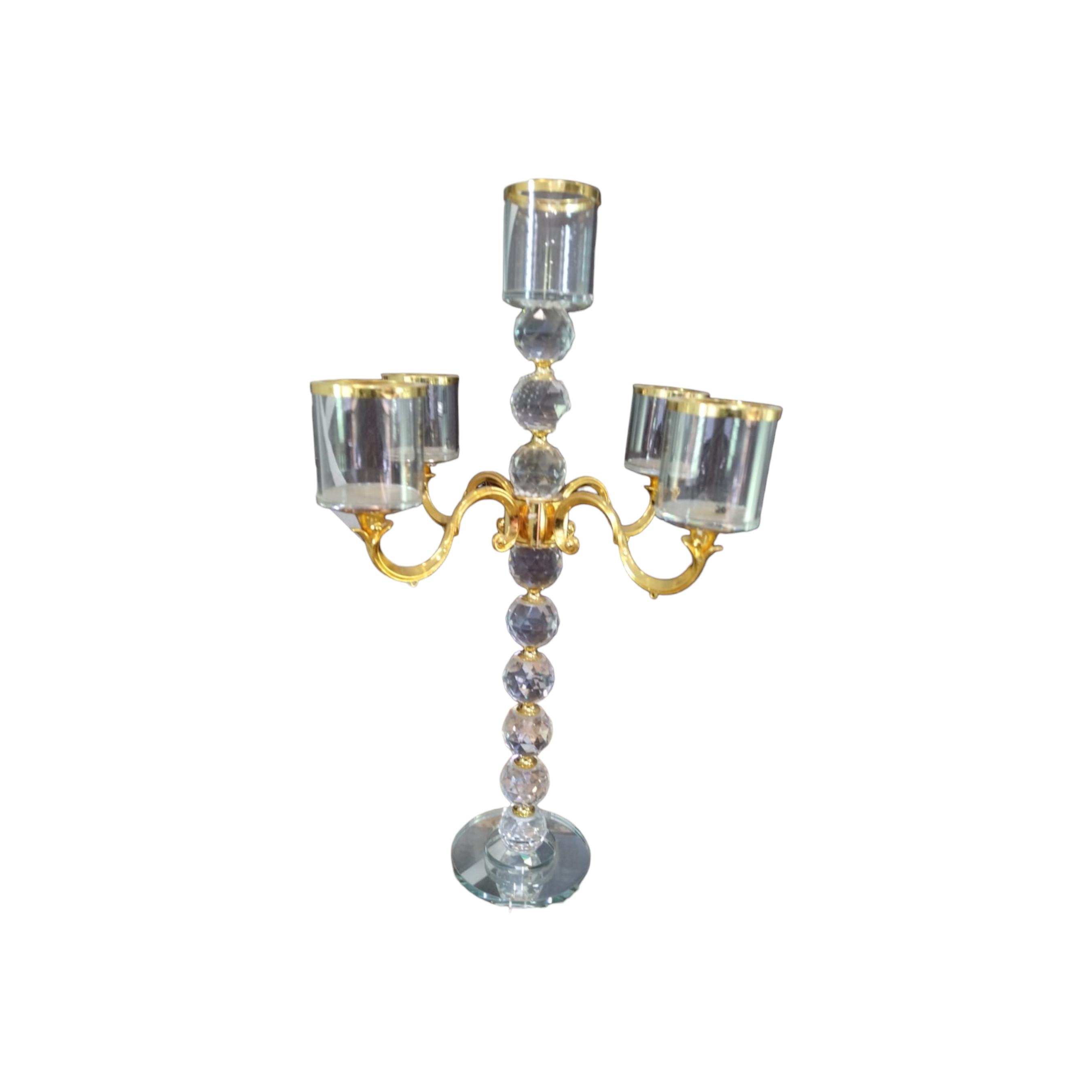 Glass Candle Holder with Gold Trim Large 49cm