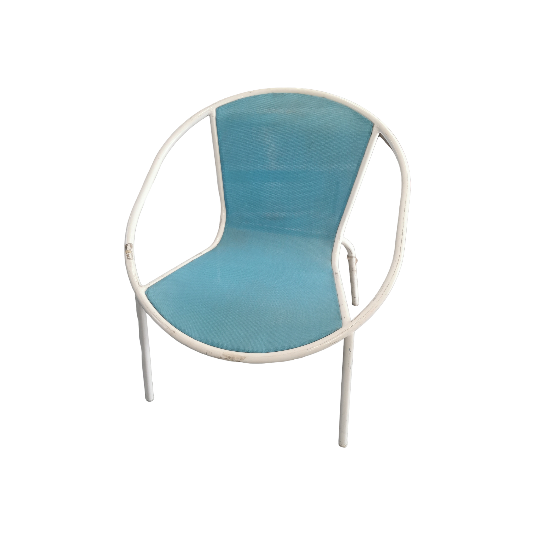 Papasan Patio Chair Baby Blue with White Steel Frame