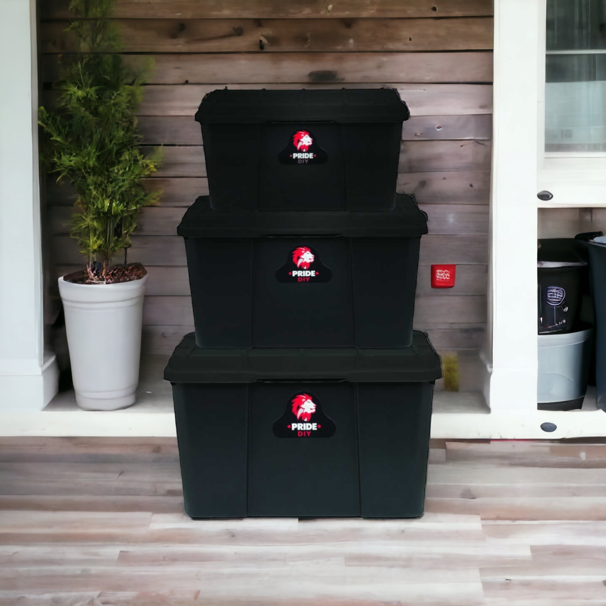 Pride Storage Container Box 3-Piece Set Full Black