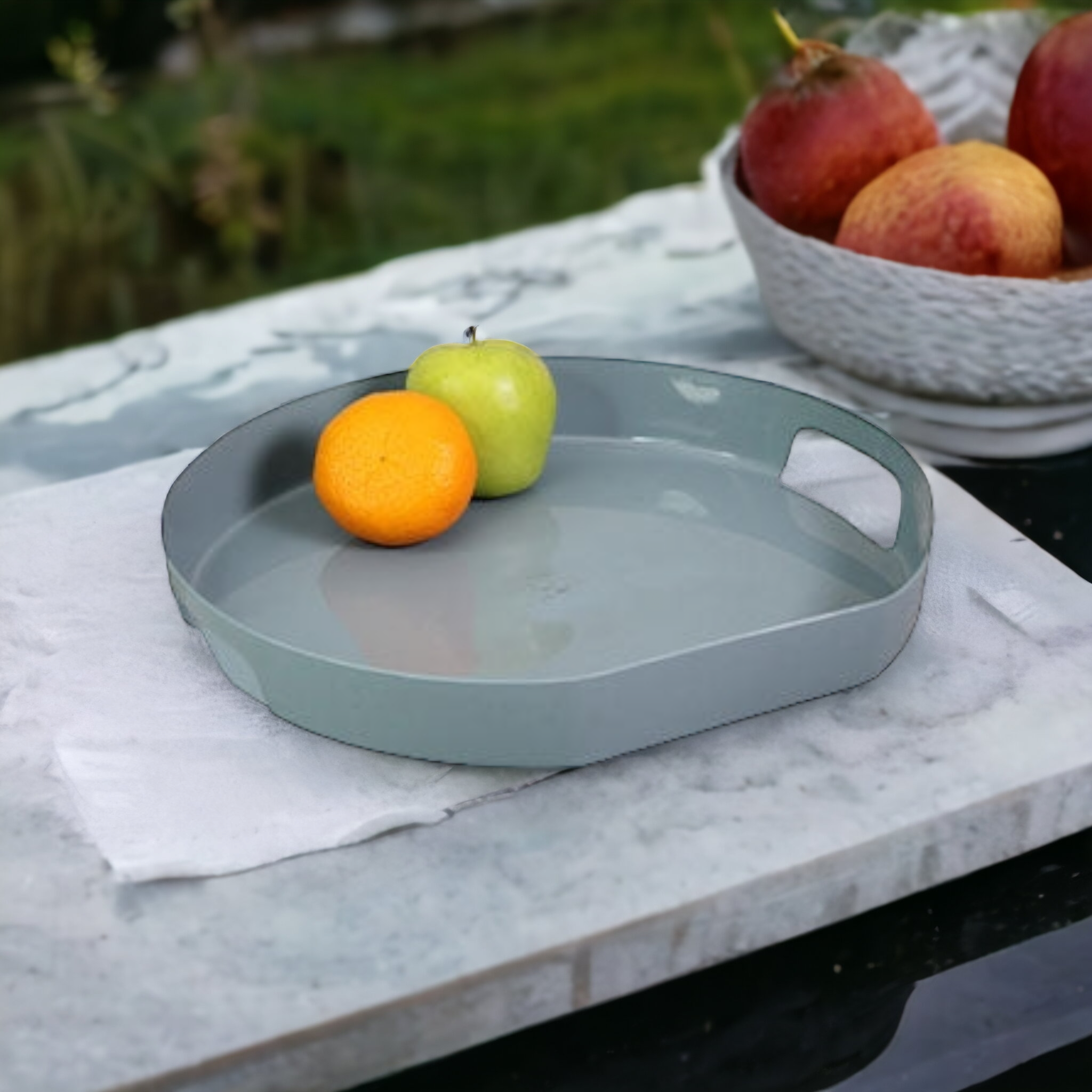Plastic Serving Tray Round with Handles