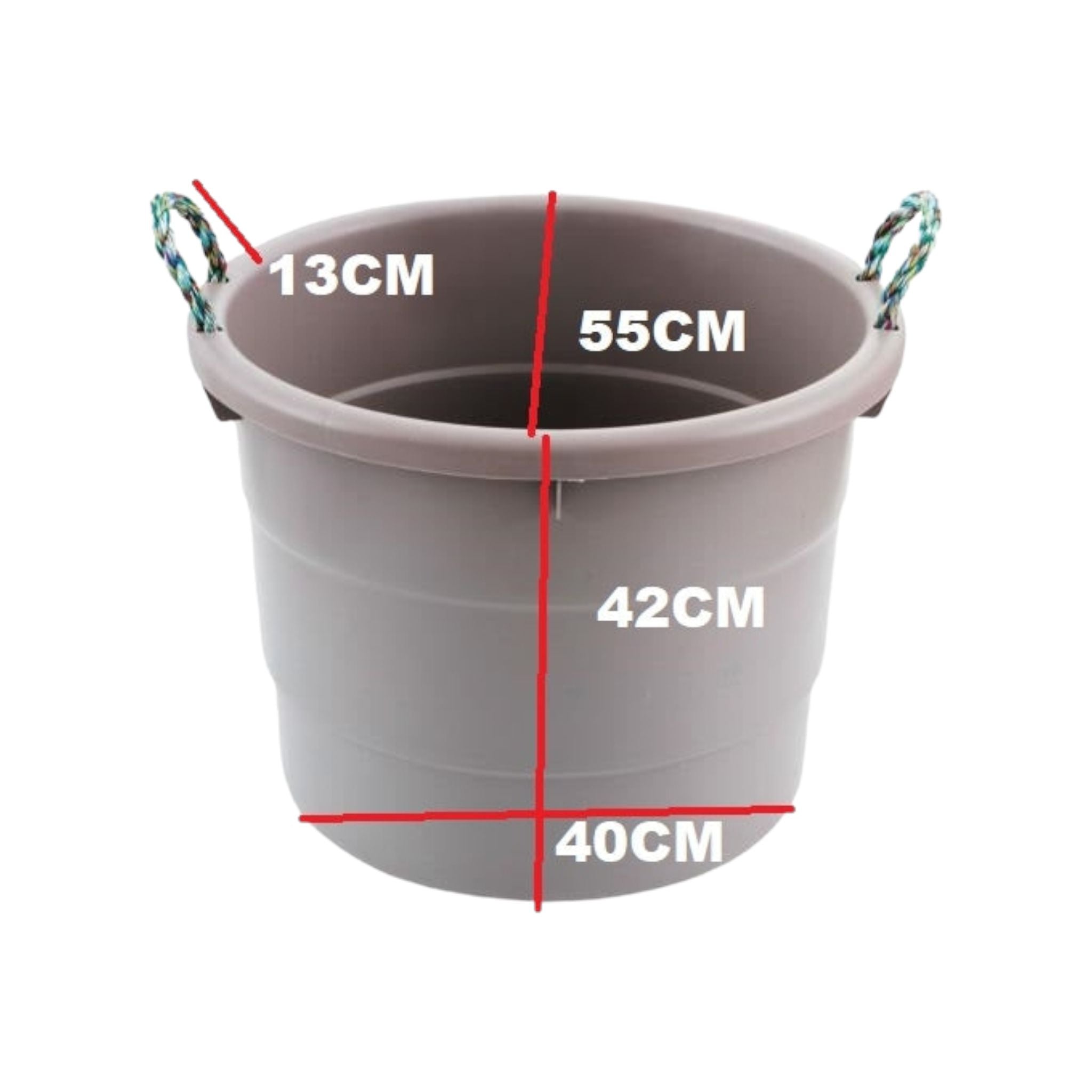 75L Plastic Jumbo Basin Tub with Rope Virgin Plastic