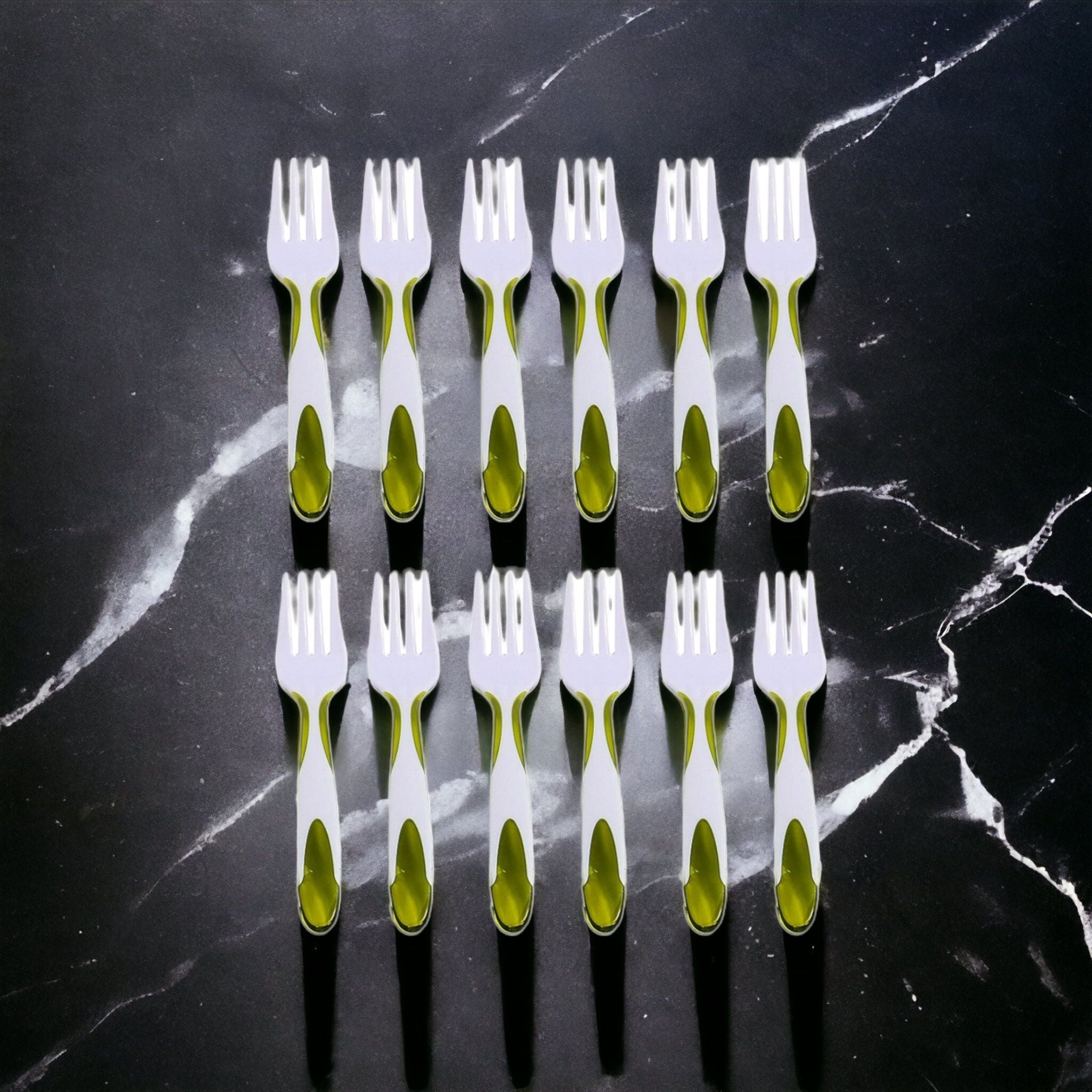 Acrylic Dessert Forks 2-Tone 12pack