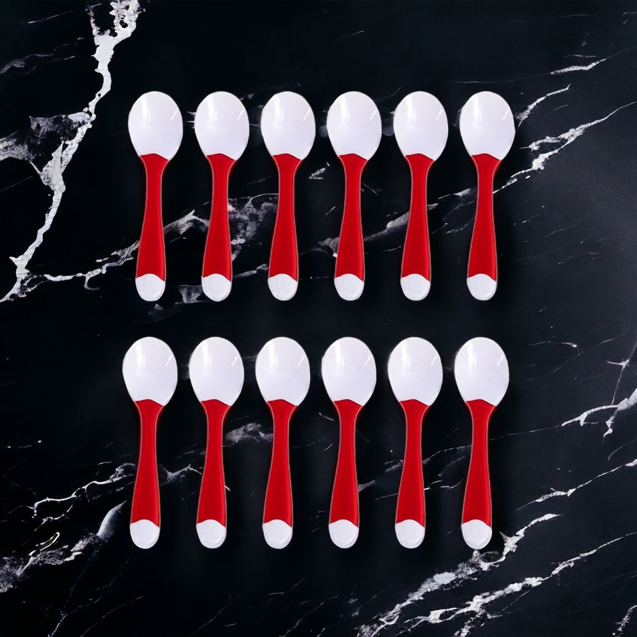 Acrylic Dessert Tea Spoons 2-Tone Small 12pack