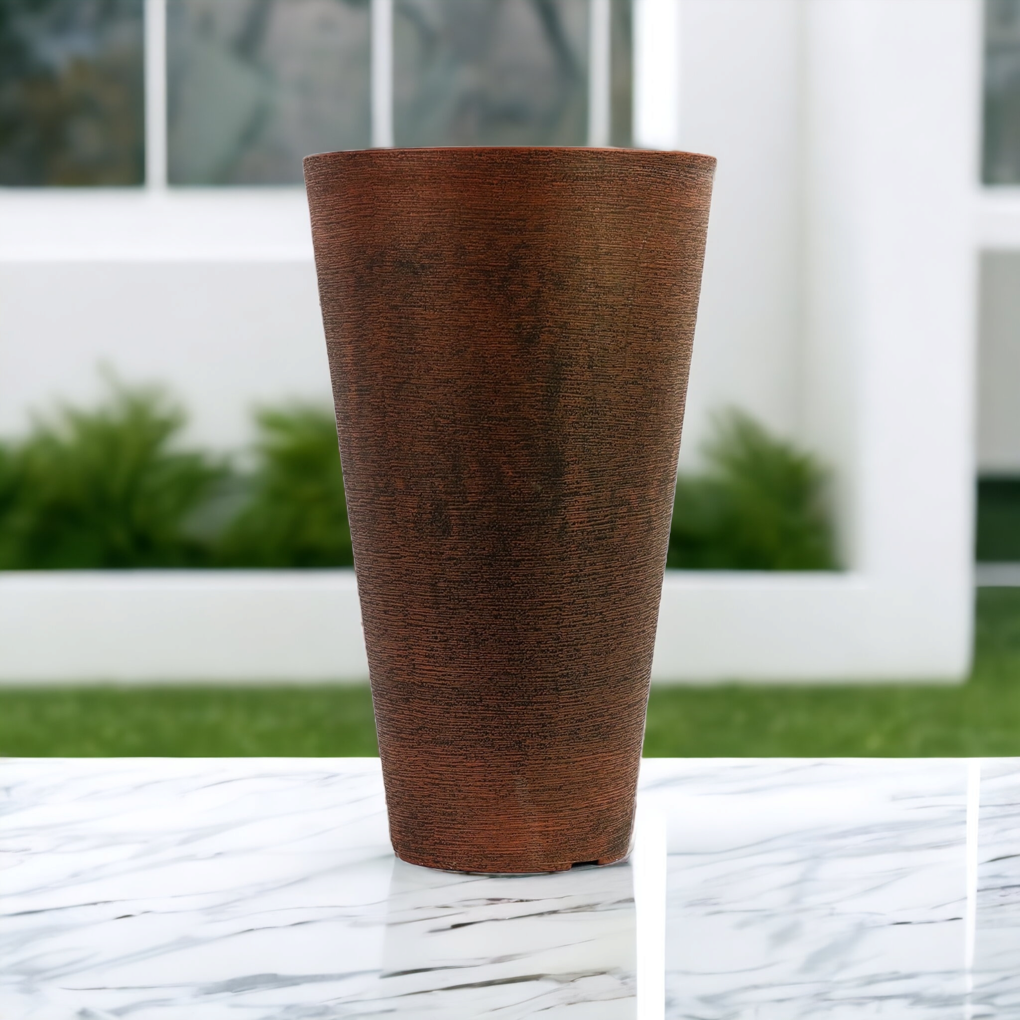 Plastic Vase Planter Flower Pot Large Cone - Rust/Bronze 490