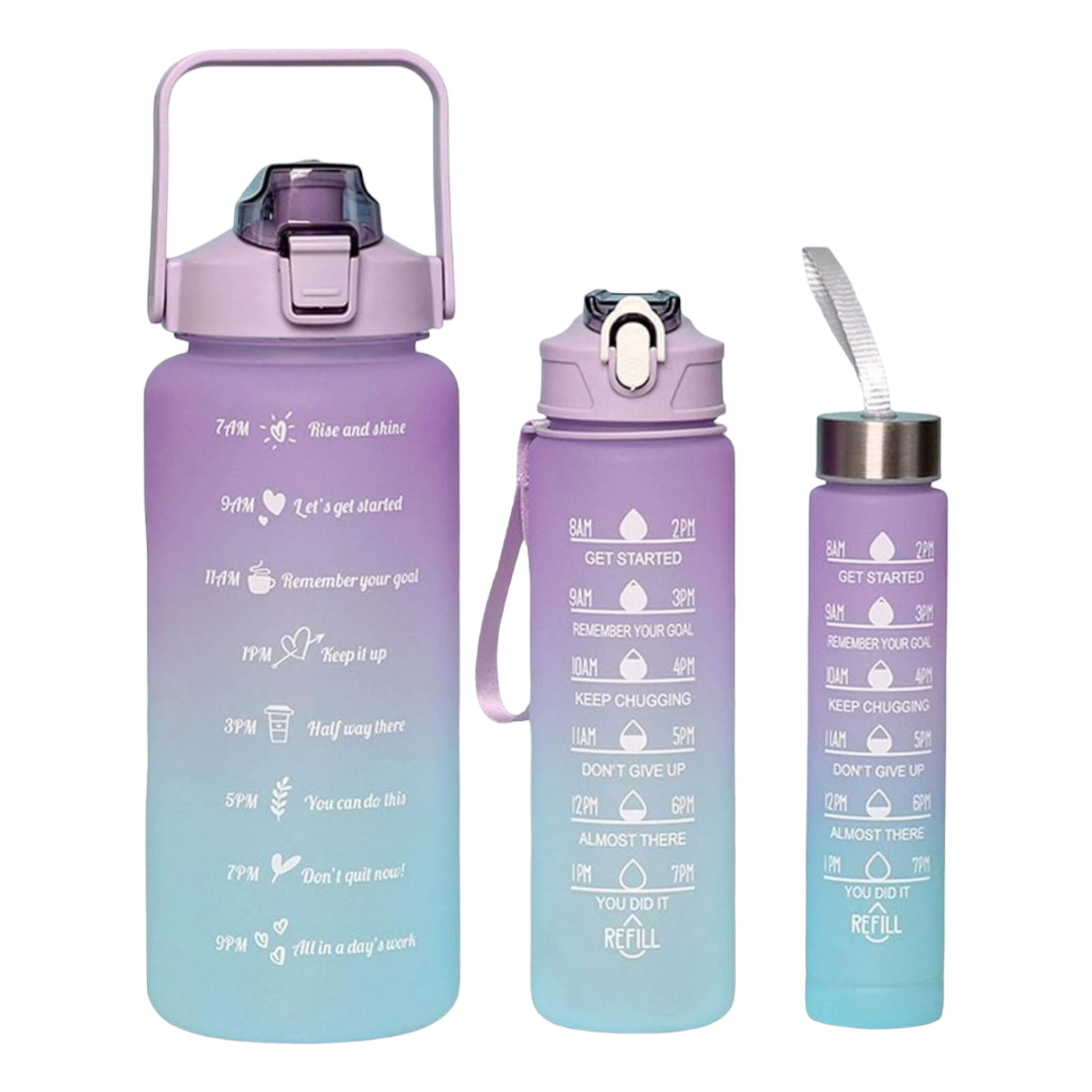 Motivational Sports Water Bottle 3 Piece Set