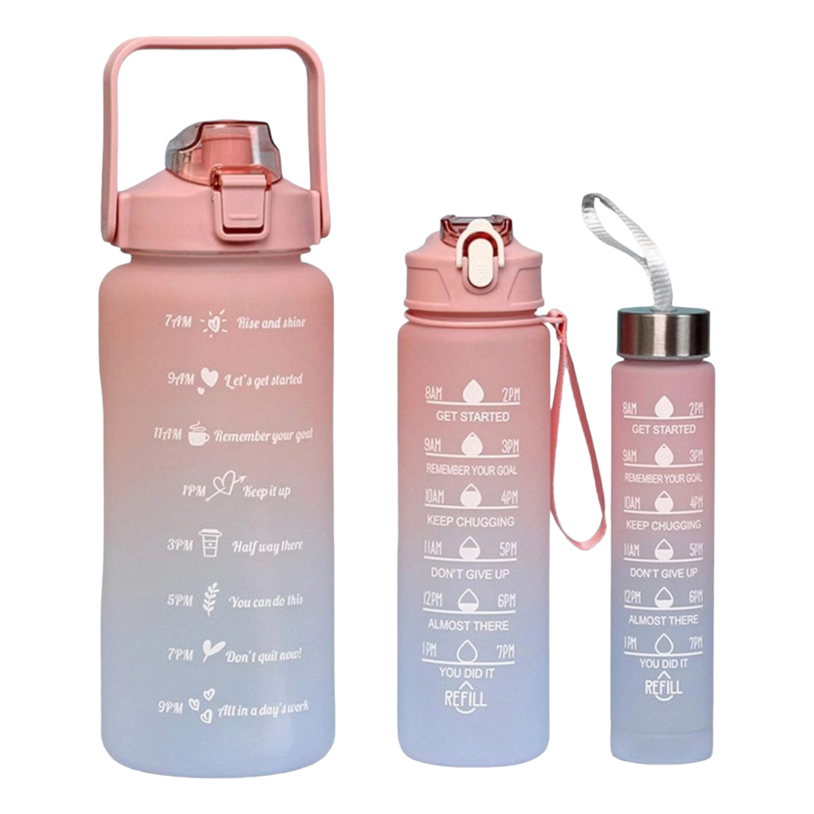 Motivational Sports Water Bottle 3-Piece Set