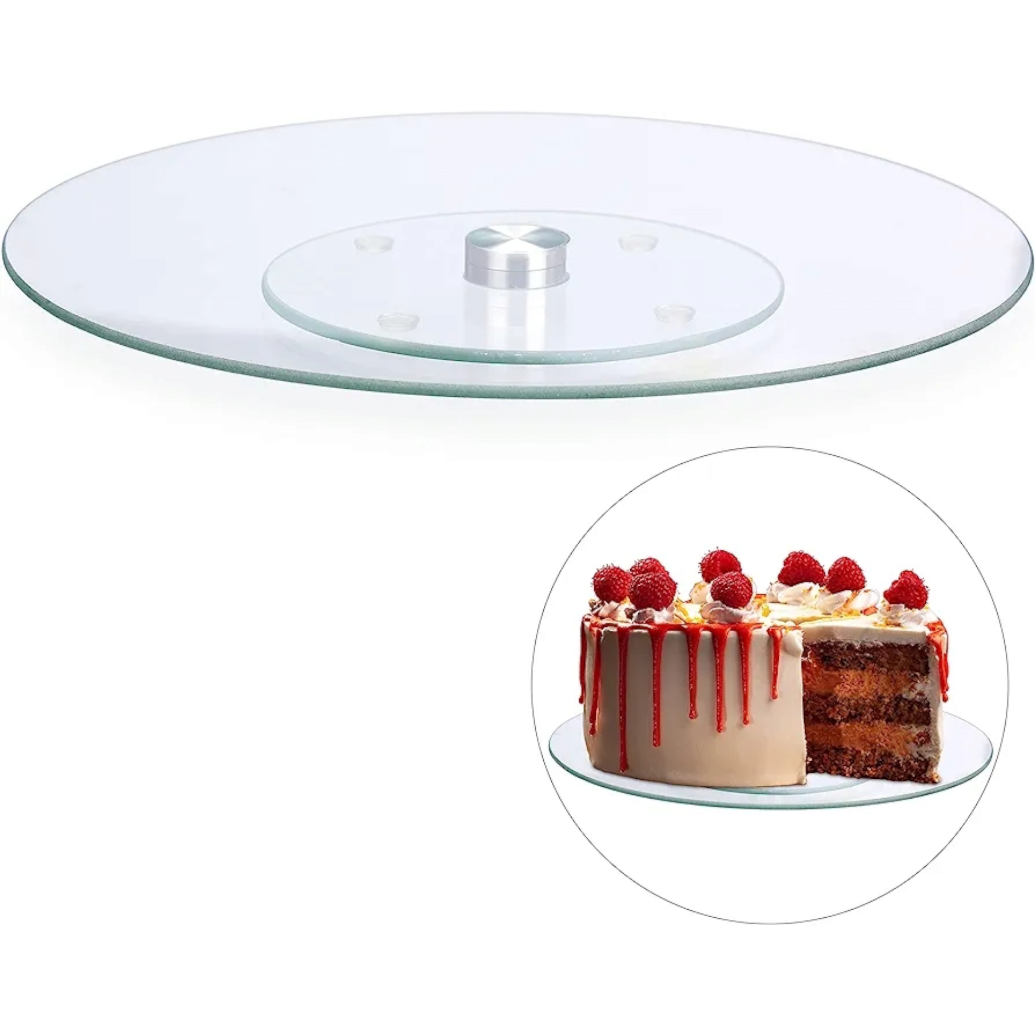 Lazy Susan Glass Turntable 25cm Patisserie Cake Serving Tray Plateau Tournant  202-1