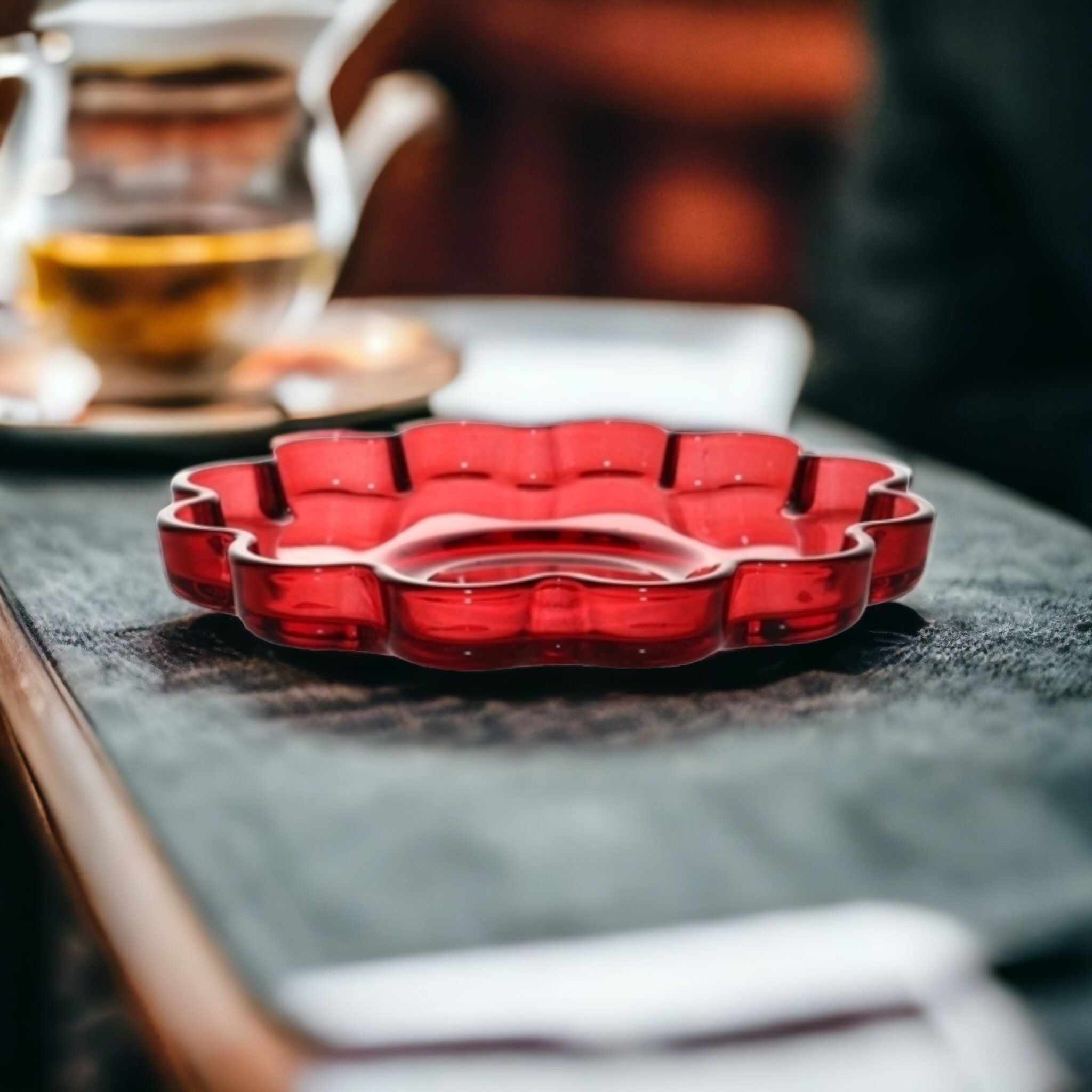 Pasabahce Turkish Tea Saucer Plate Red Round 10cm 40604