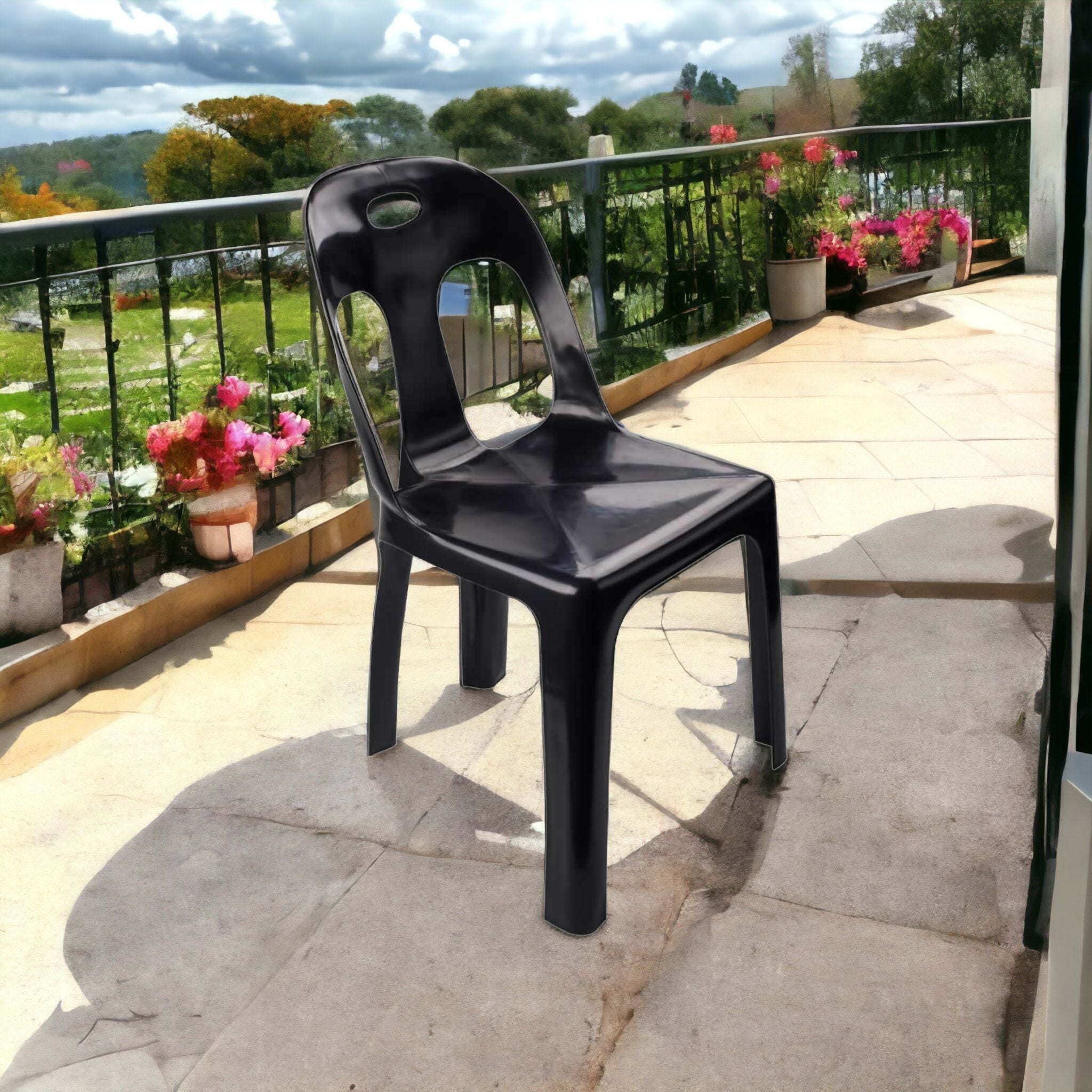 Catering Chair Heavy Duty Black Contour Outdoor