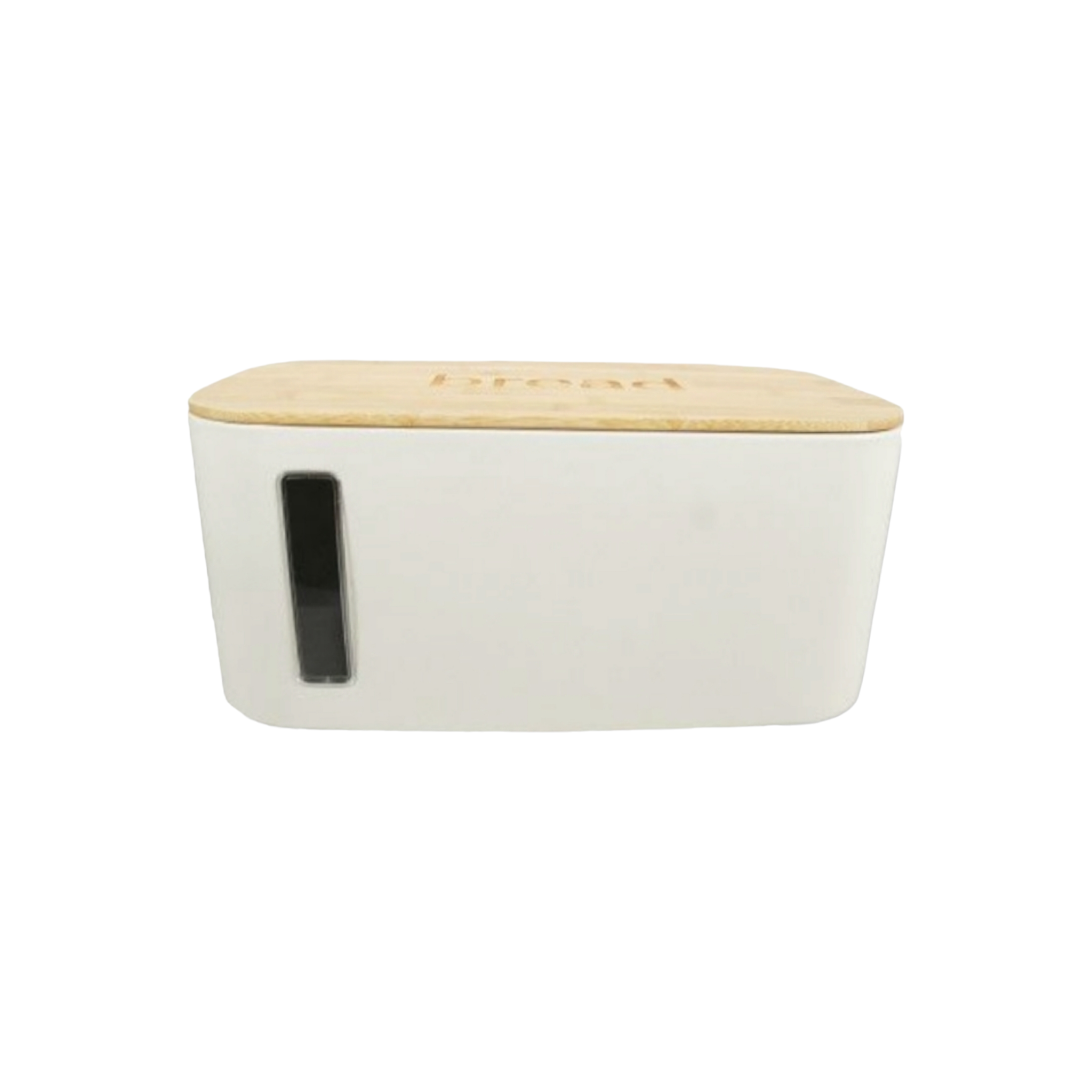 Aqua Bread Tin Round White with Bamboo Lid 29795