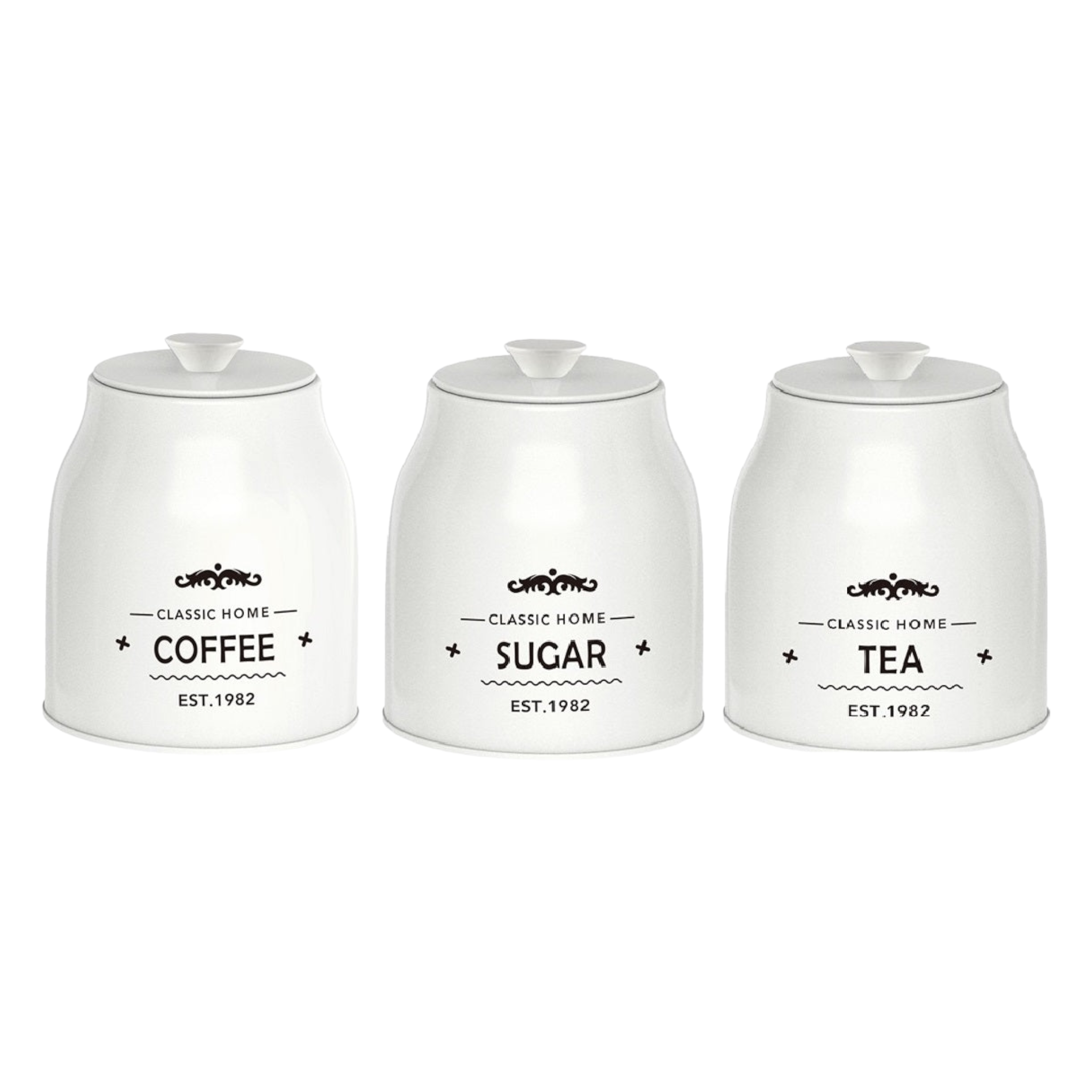 Aqua Canister Storage Tin Iron White Coffee/Sugar/ Tea Set - 26500-1-2