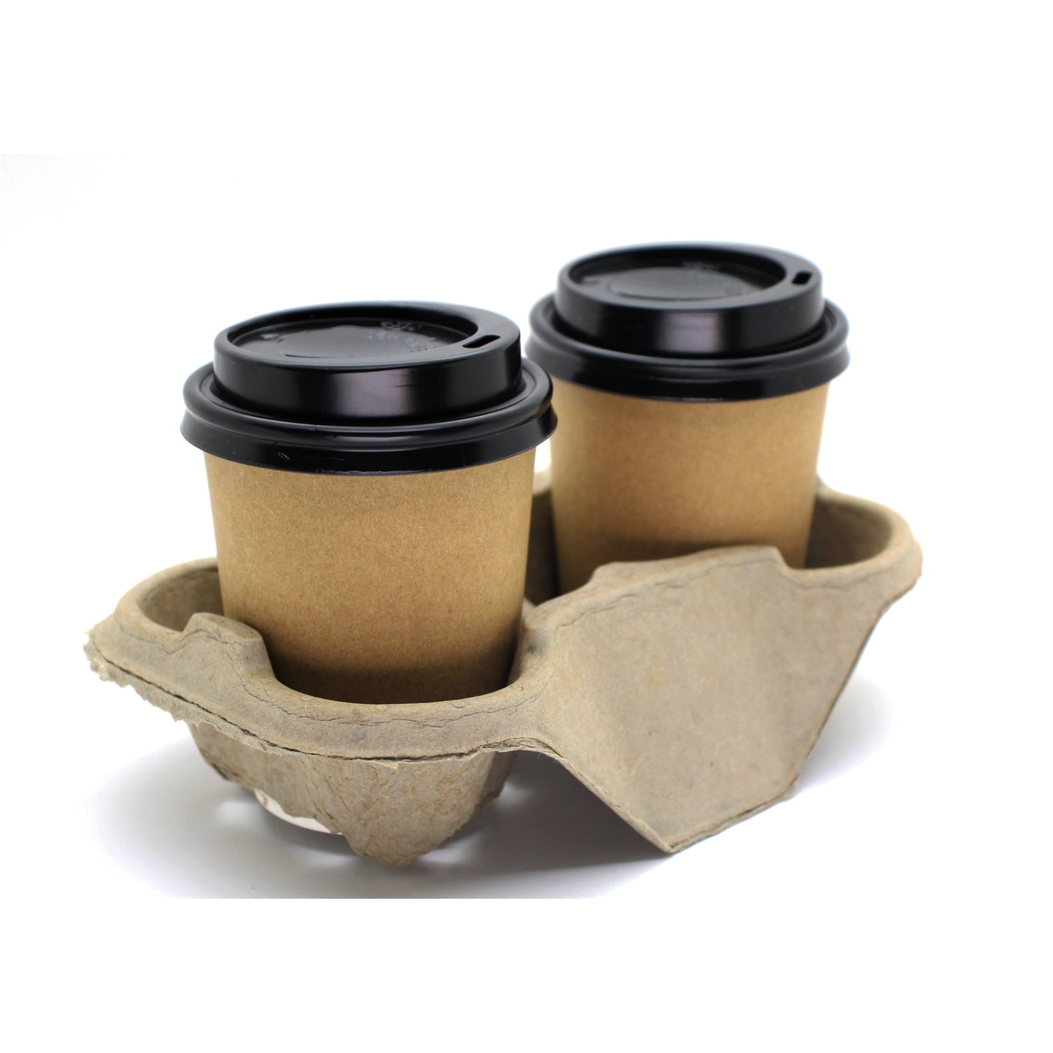 Take Away 2-Cup Holder Disposable Coffee Eco Friendly Compostable Pulp Tray 10pack