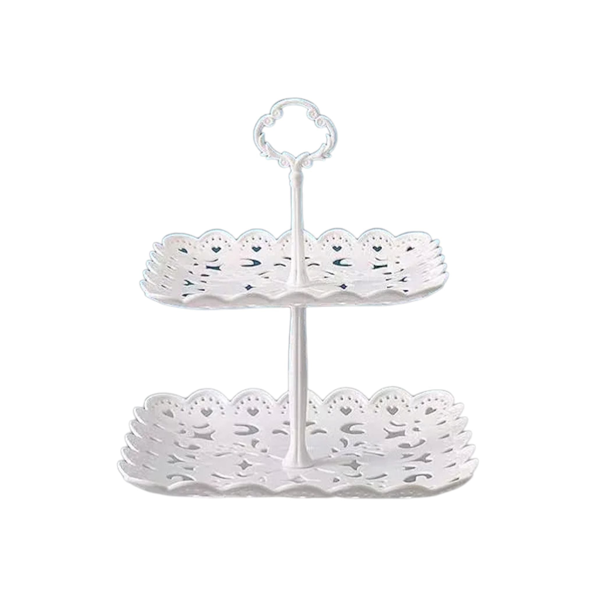 2-Tier Patisserie Cupcake Server Stand Plastic Square 24x25cm