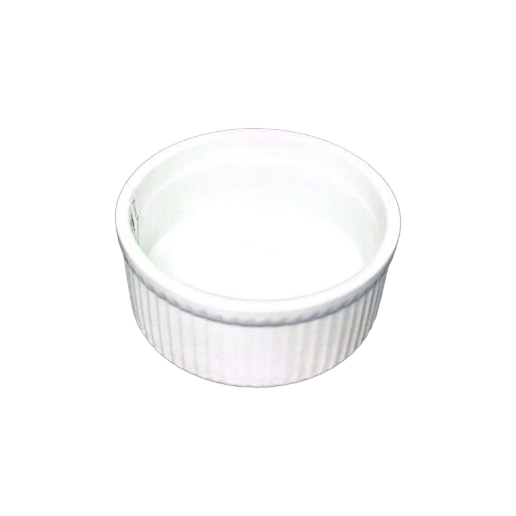 Ramekin Ceramic Ribbed 3.5inch White Baking Round Bowl