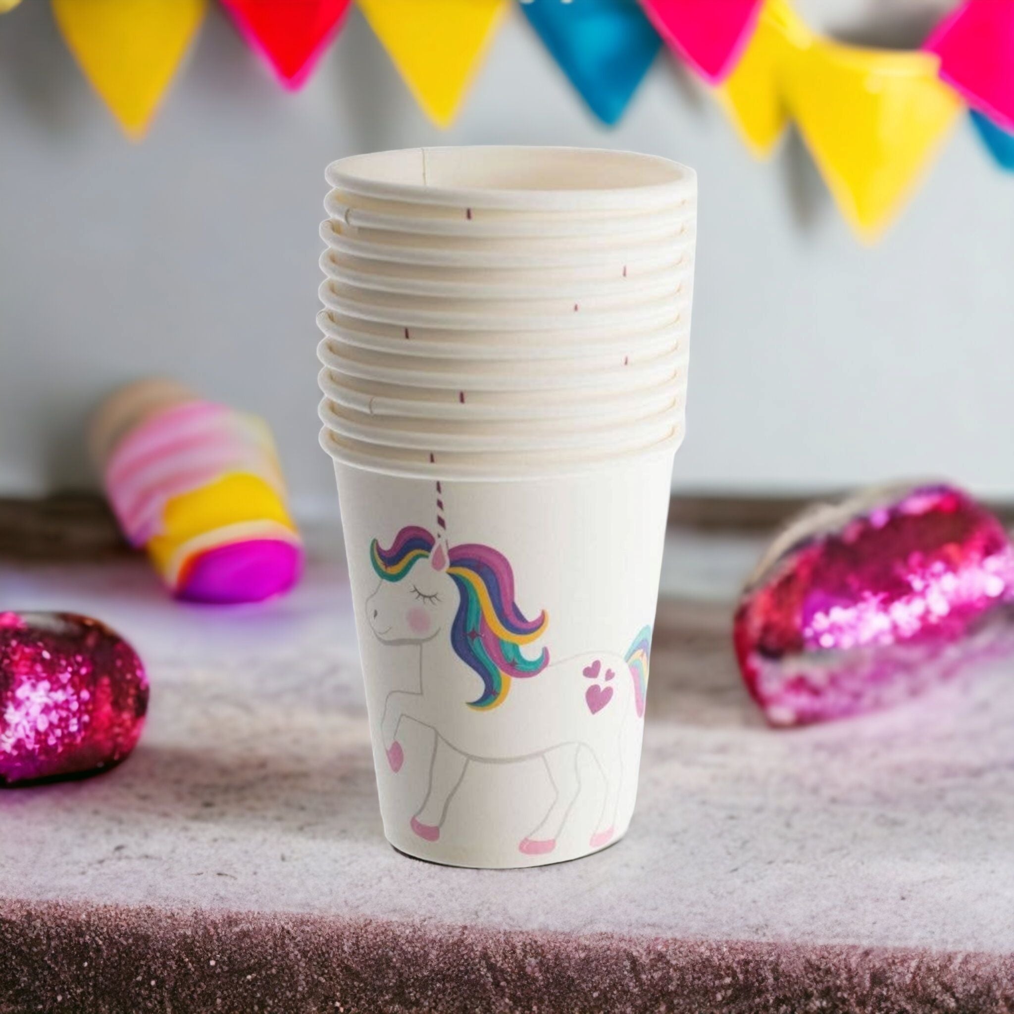 Disposable Party Paper Cup Unicorn Print 10pc