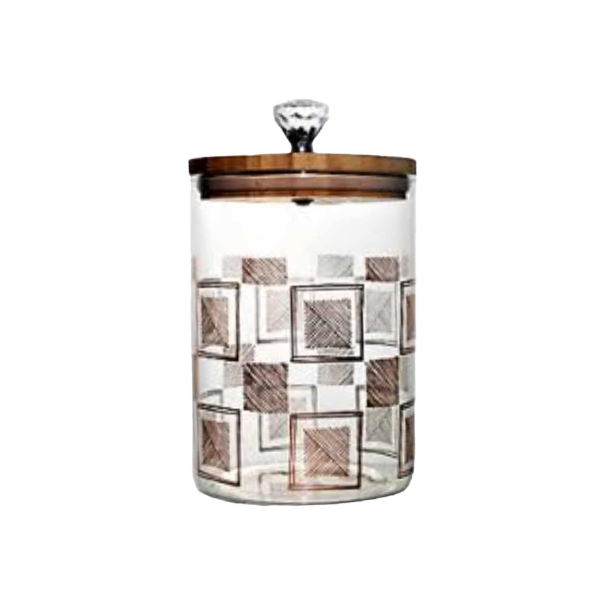 Aqua Glass Canister Large Bamboo Lid with Diamante & Decal 27107