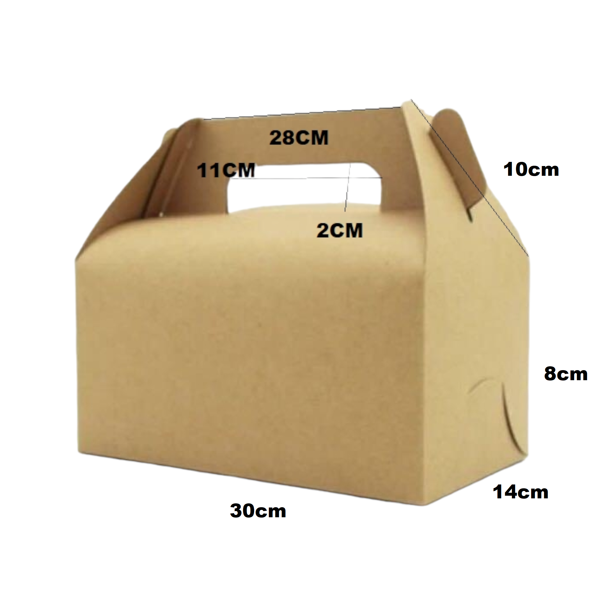 Kraft Gift Takeaway Party Treats Box 18x30cm with Handle
