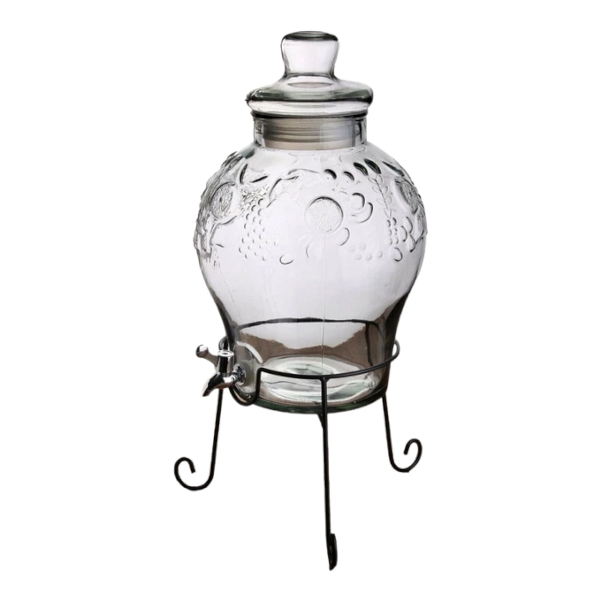 Beverage Dispenser 5L Embossed Glass with Stand 539