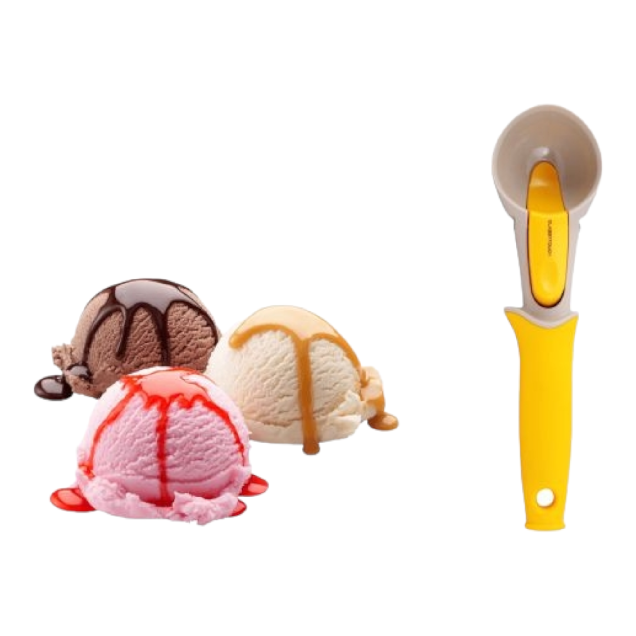 Ice Cream Spoon with Push Botton Yellow 108