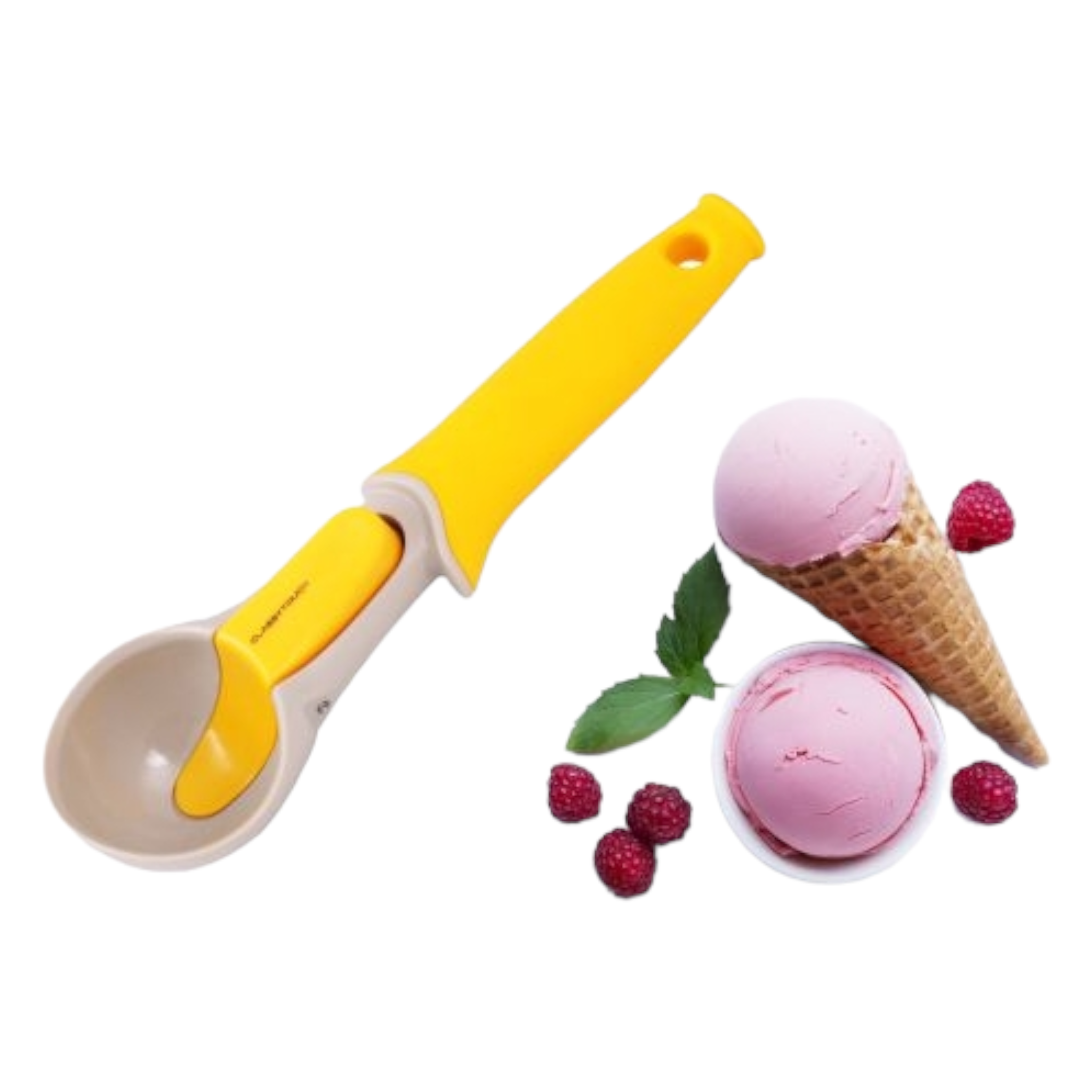 Ice Cream Spoon with Push Botton Yellow 108