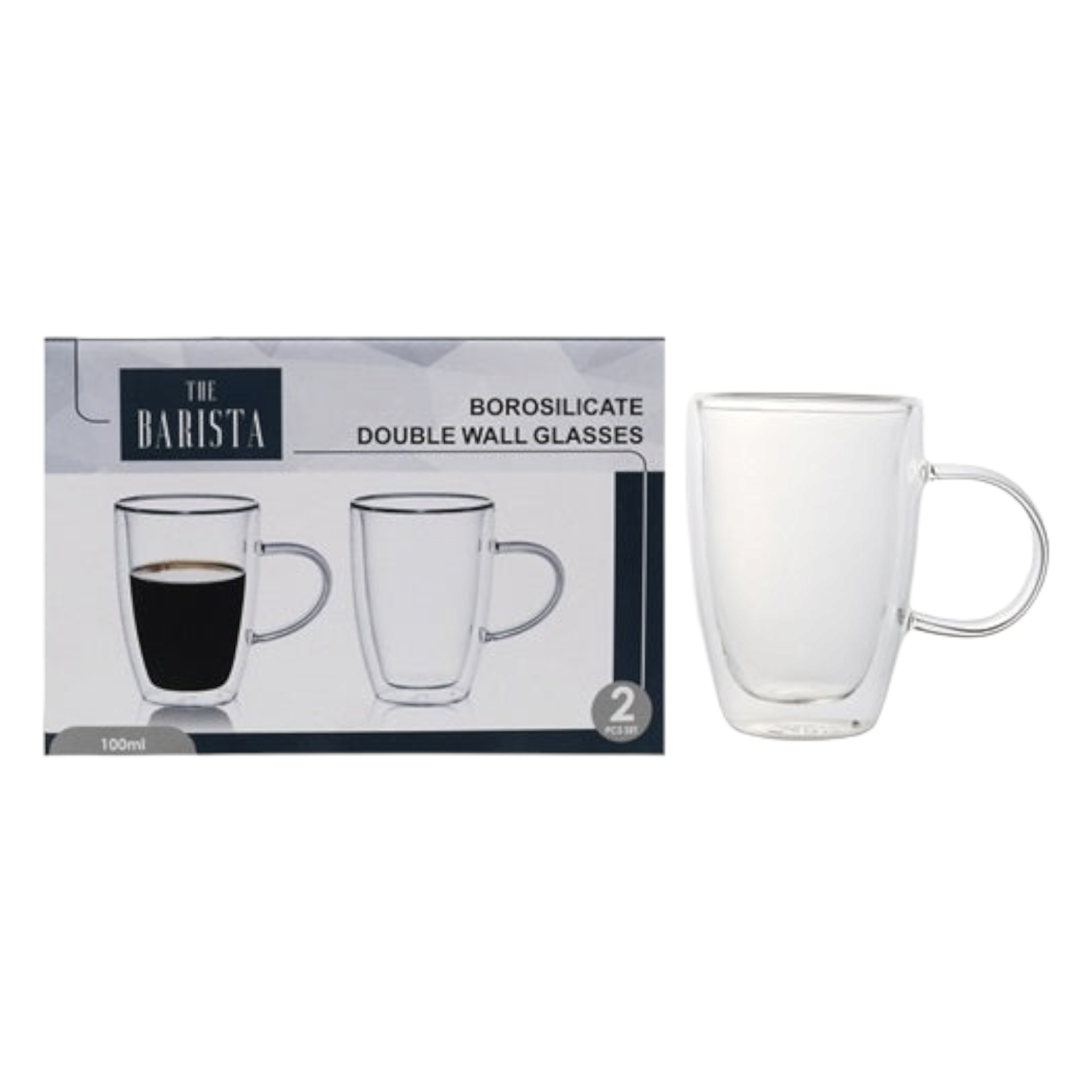 Barista 100ml Double Wall Café Espresso Coffee Mug Glass 2pc 10250