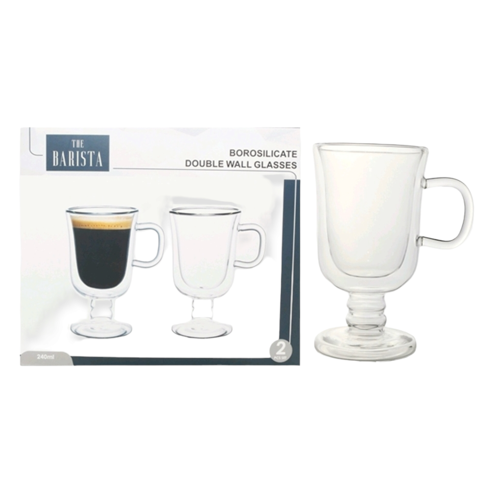 Barista Double Wall Irish Coffee Mug 260ml 2pc 10197