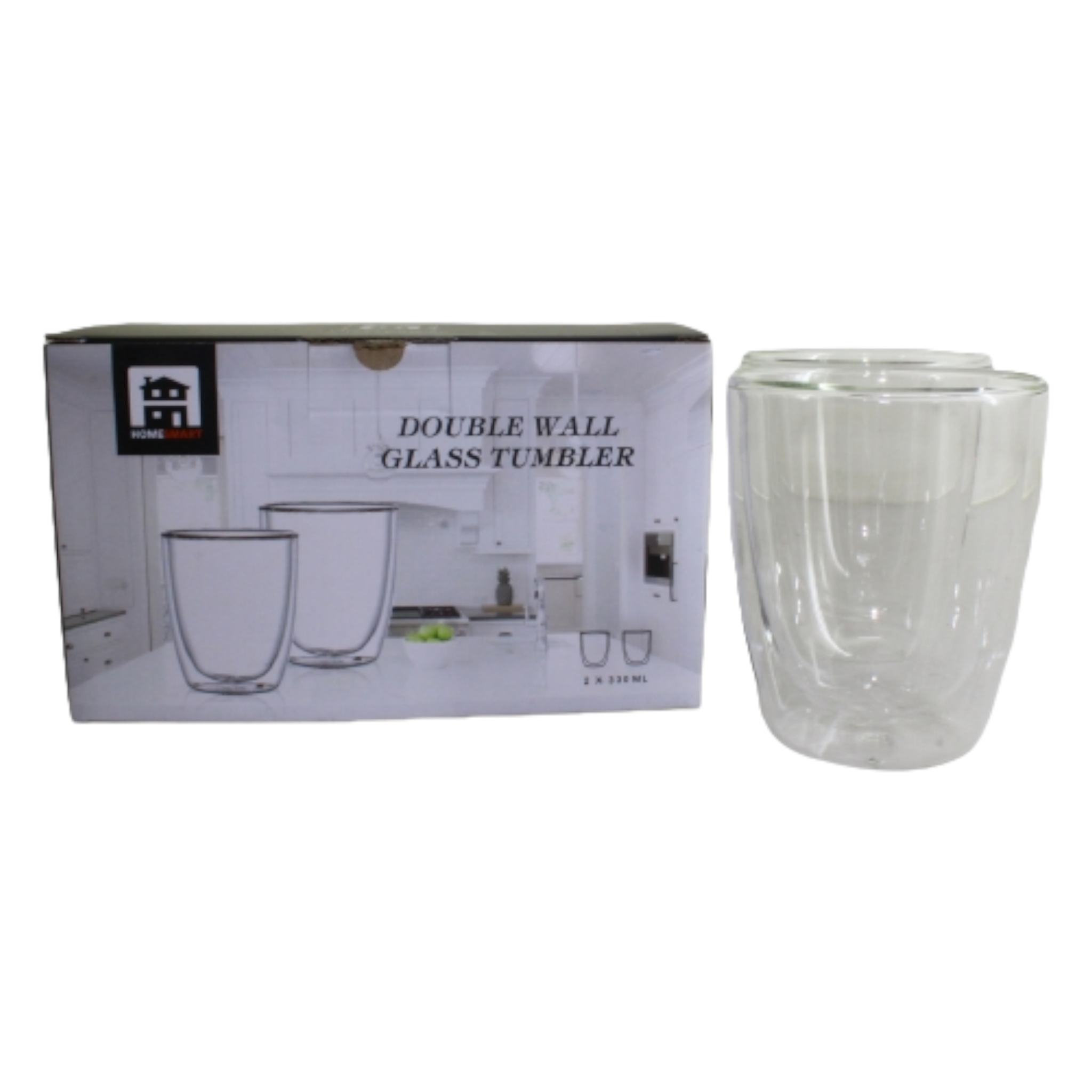 Glass Double Wall Cup 330ml 2pc GL2893