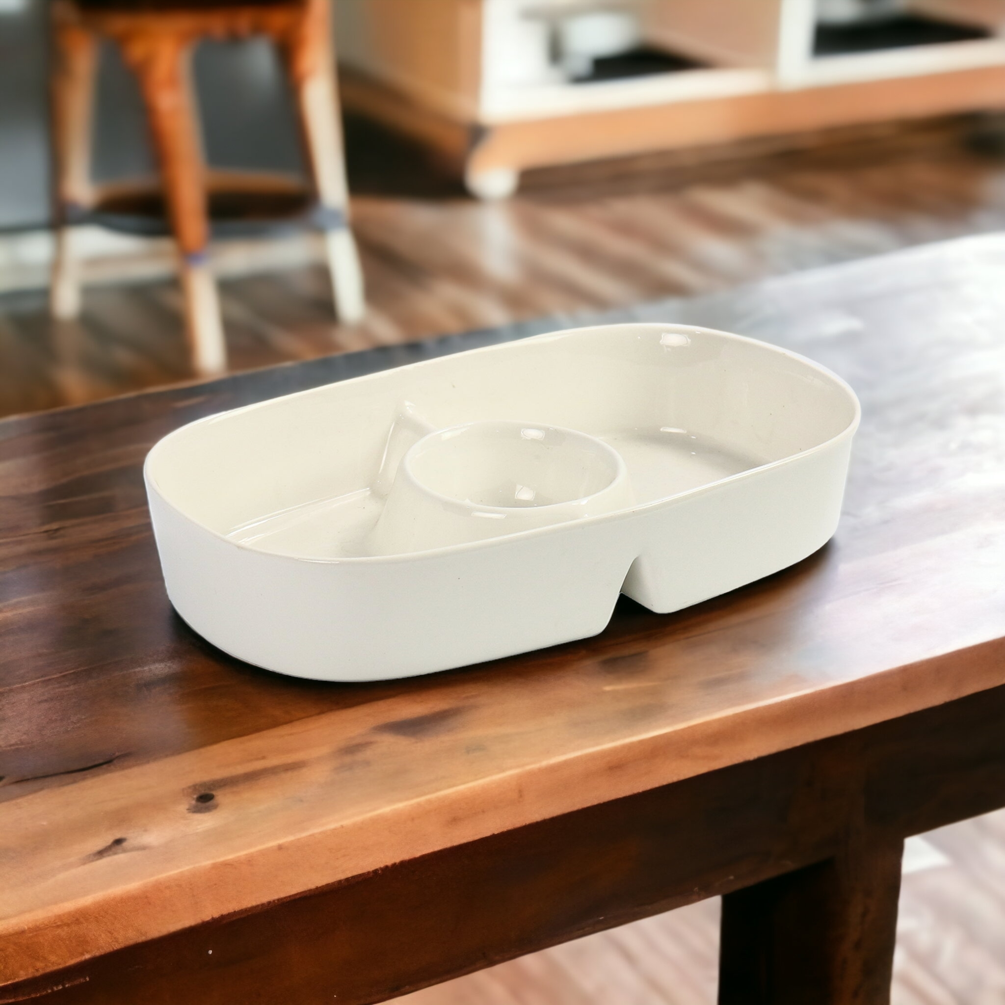 Ceramic Dish With Divider 34x20x6cm