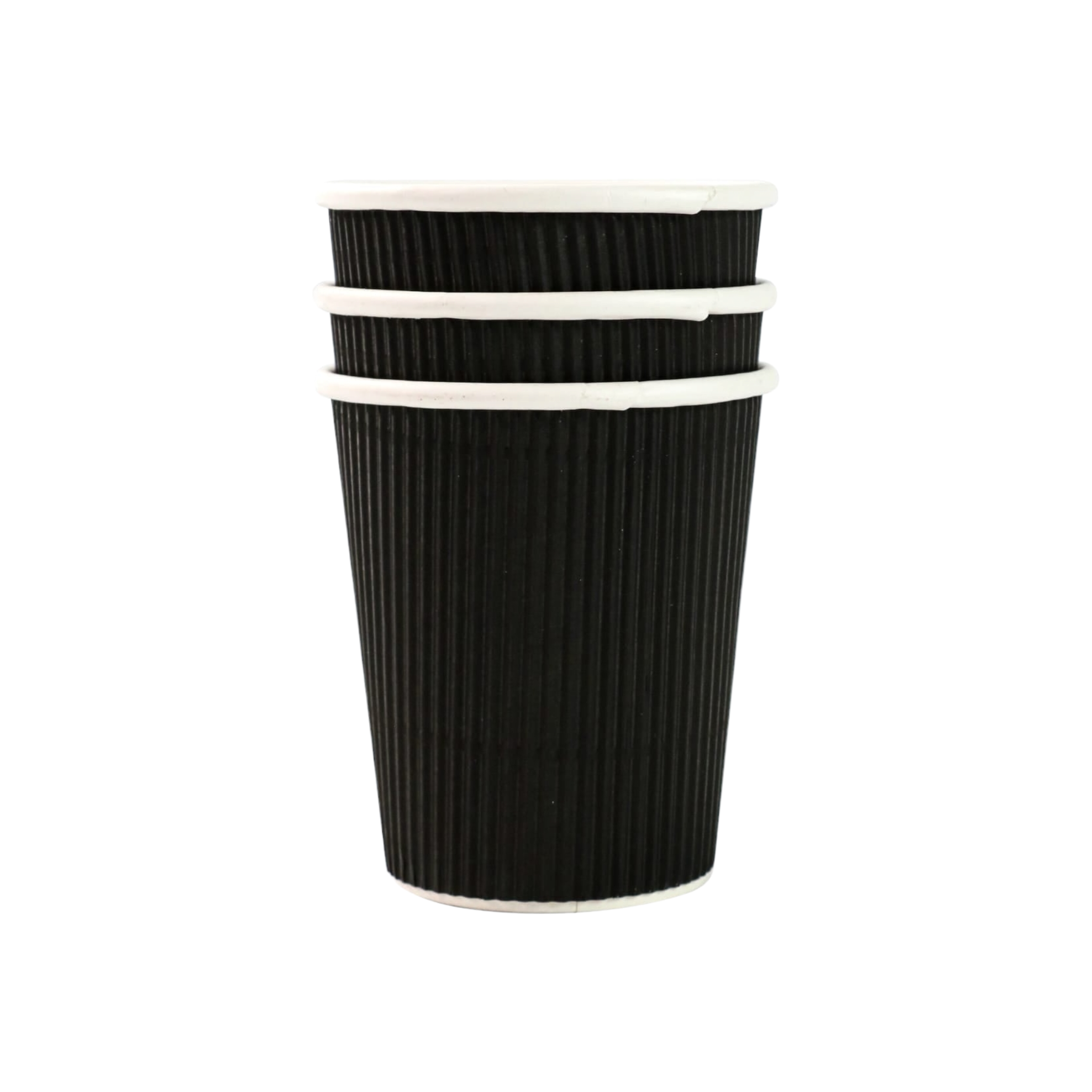 350ml Ripple Paper Coffee Cups Matte Black 5pack
