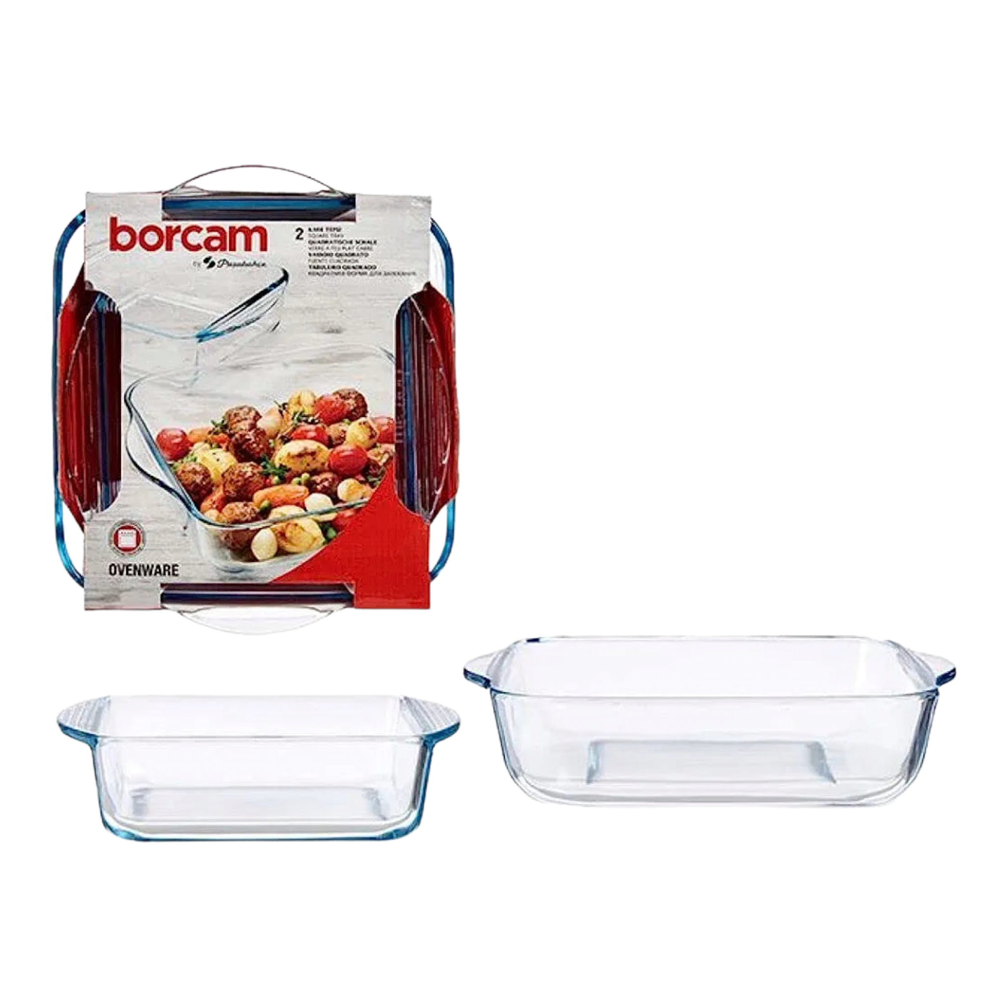 Borcam Glass Serving Dish Square Tray 1040ml and 1950ml 2pack 23037