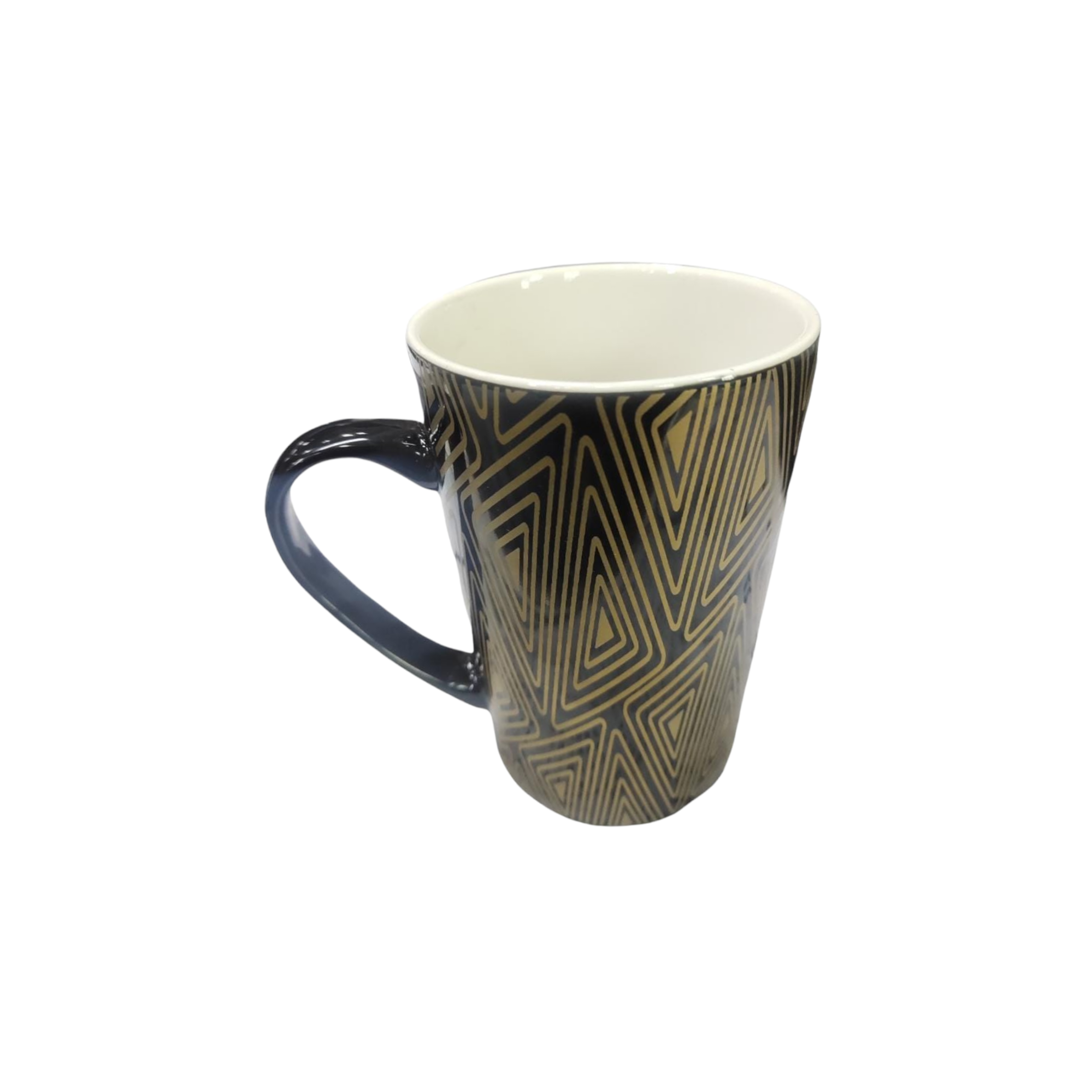 Coffee Mug Ceramic Print Stripe Black and Gold