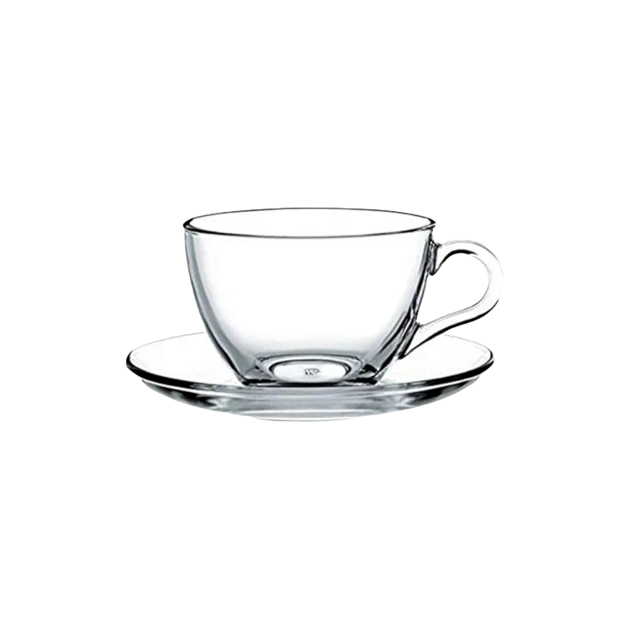 Pasabahce Glass Tea Cup and Saucer 238ml 6Pcs 24027