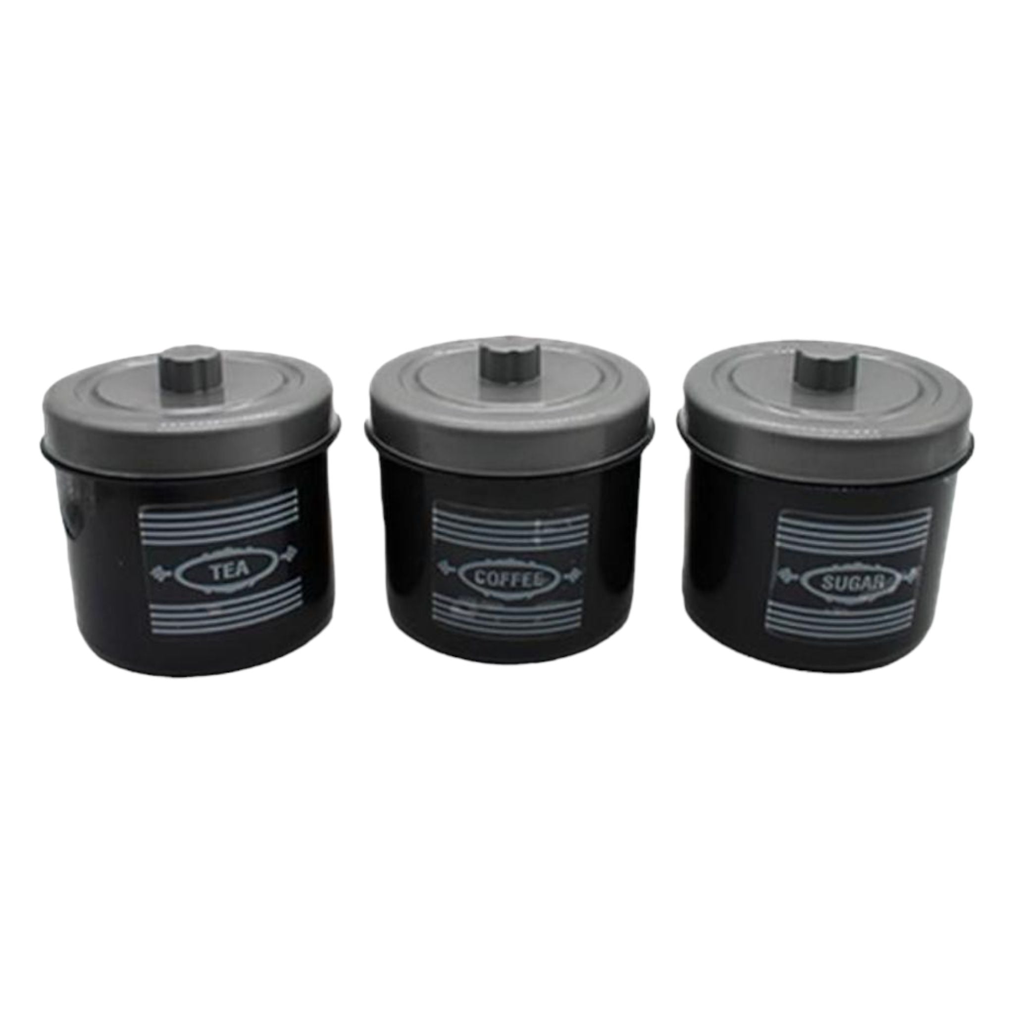 Plastic Canister 3pc Set Tea-Sugar-Coffee Buzz