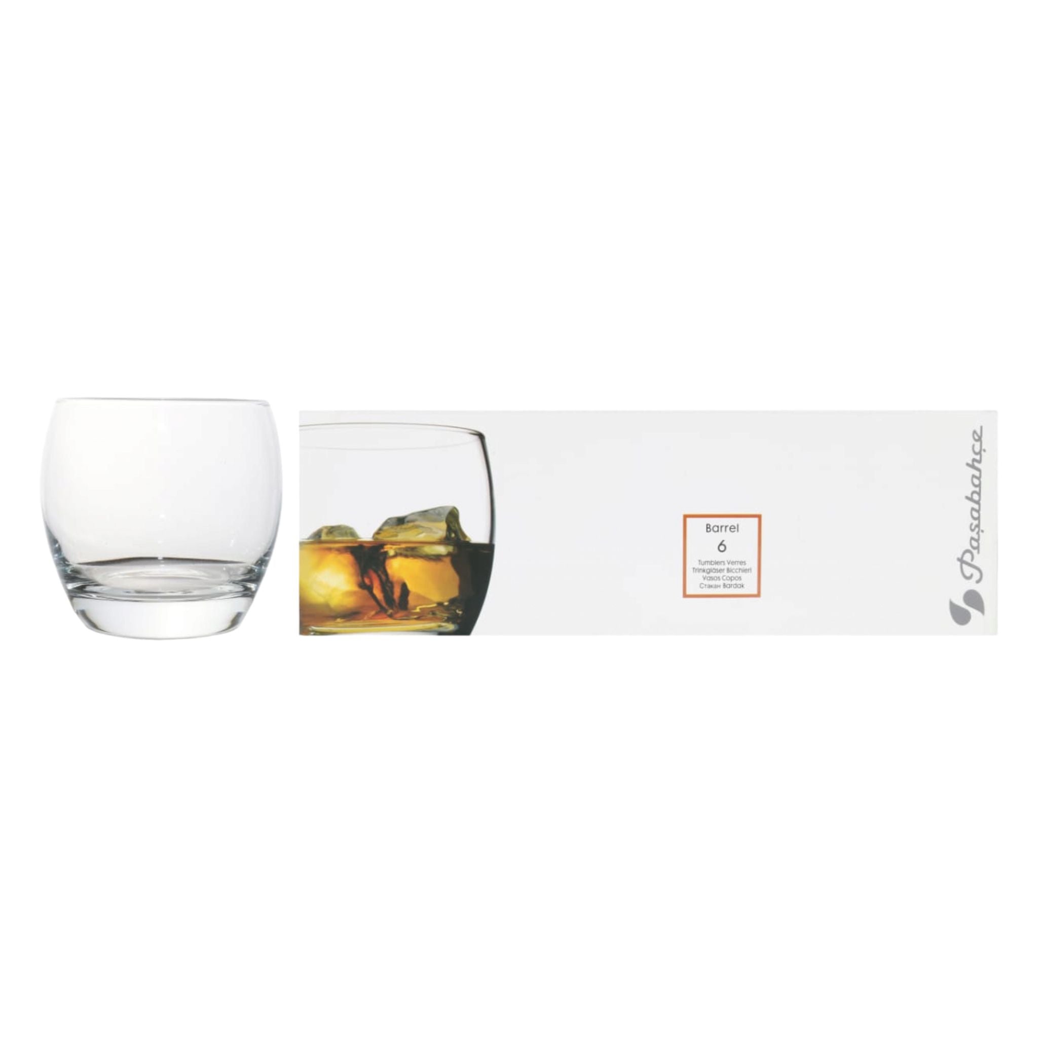 Pasabahce Barrel Glass Tumbler 340ml Whisky 6pack 23026