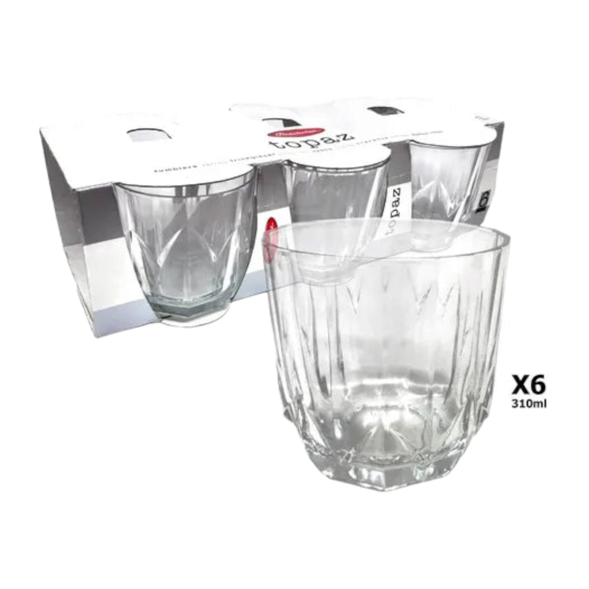 Pasabahce Glass Tumbler 220ml Topaz Whisky 6pck