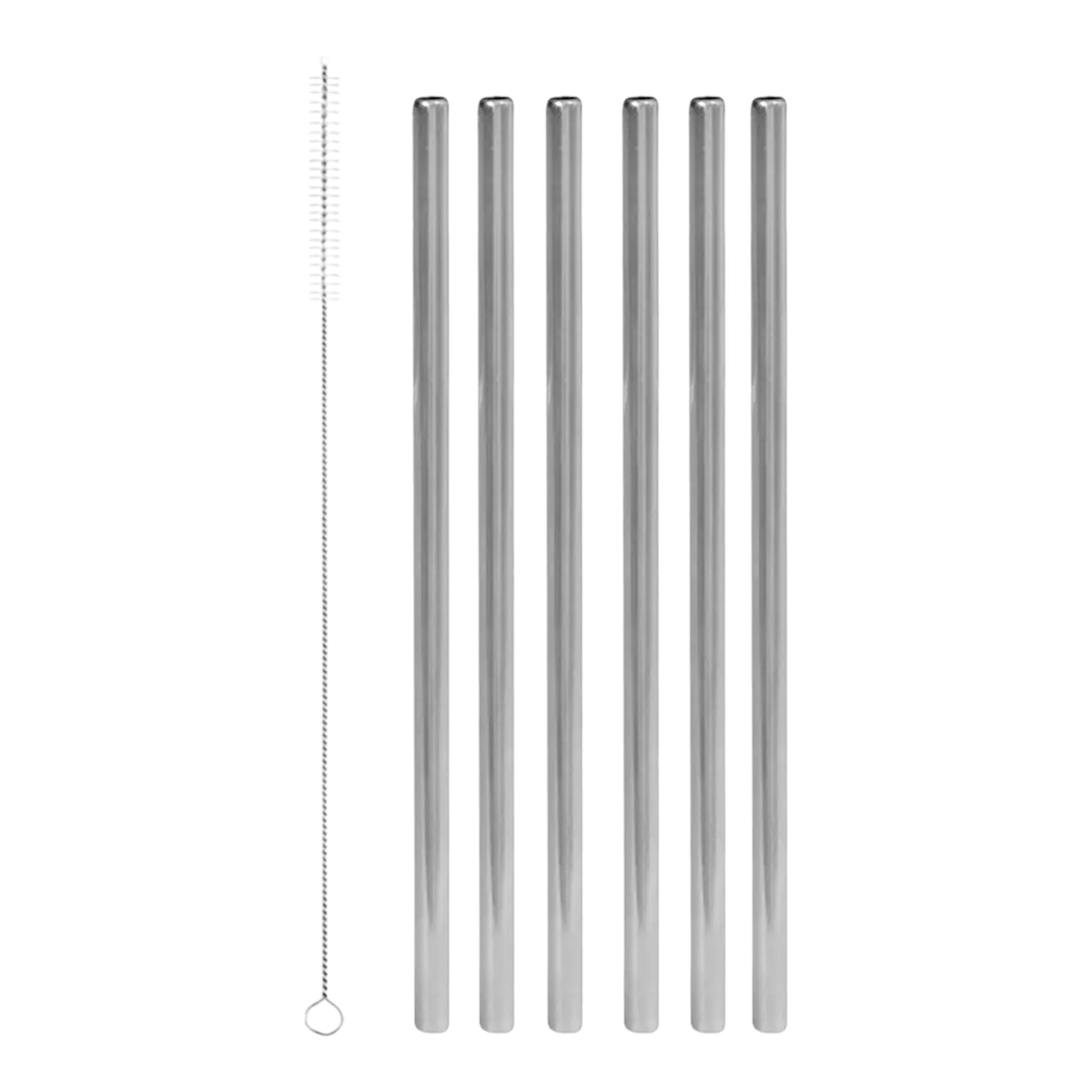 Stainless Steel Straws 7mmx22.5cm with Brush 11pack