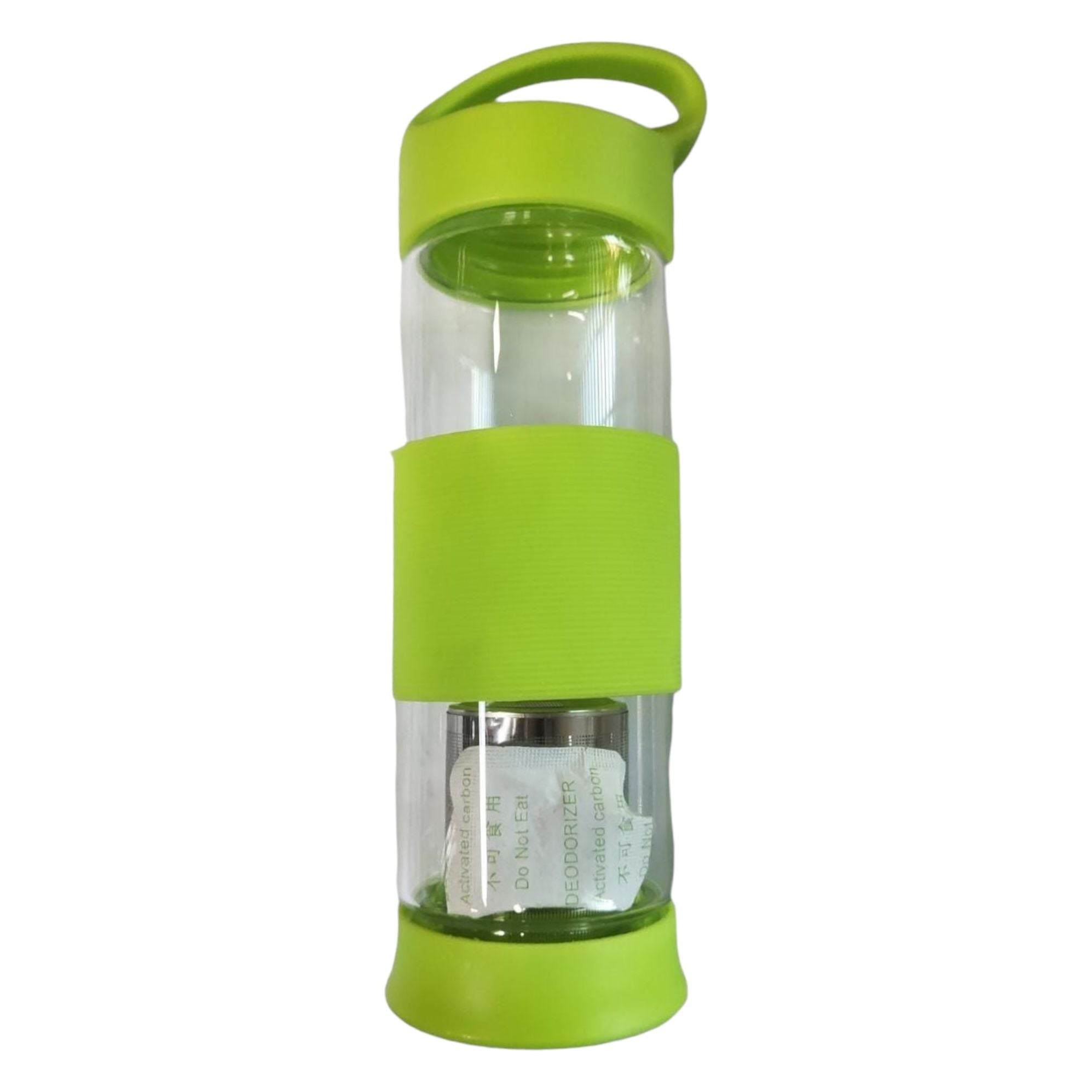 Glass Infuser Bottle with Silicone Grip  G0002 Lime/Pink/White/Blue