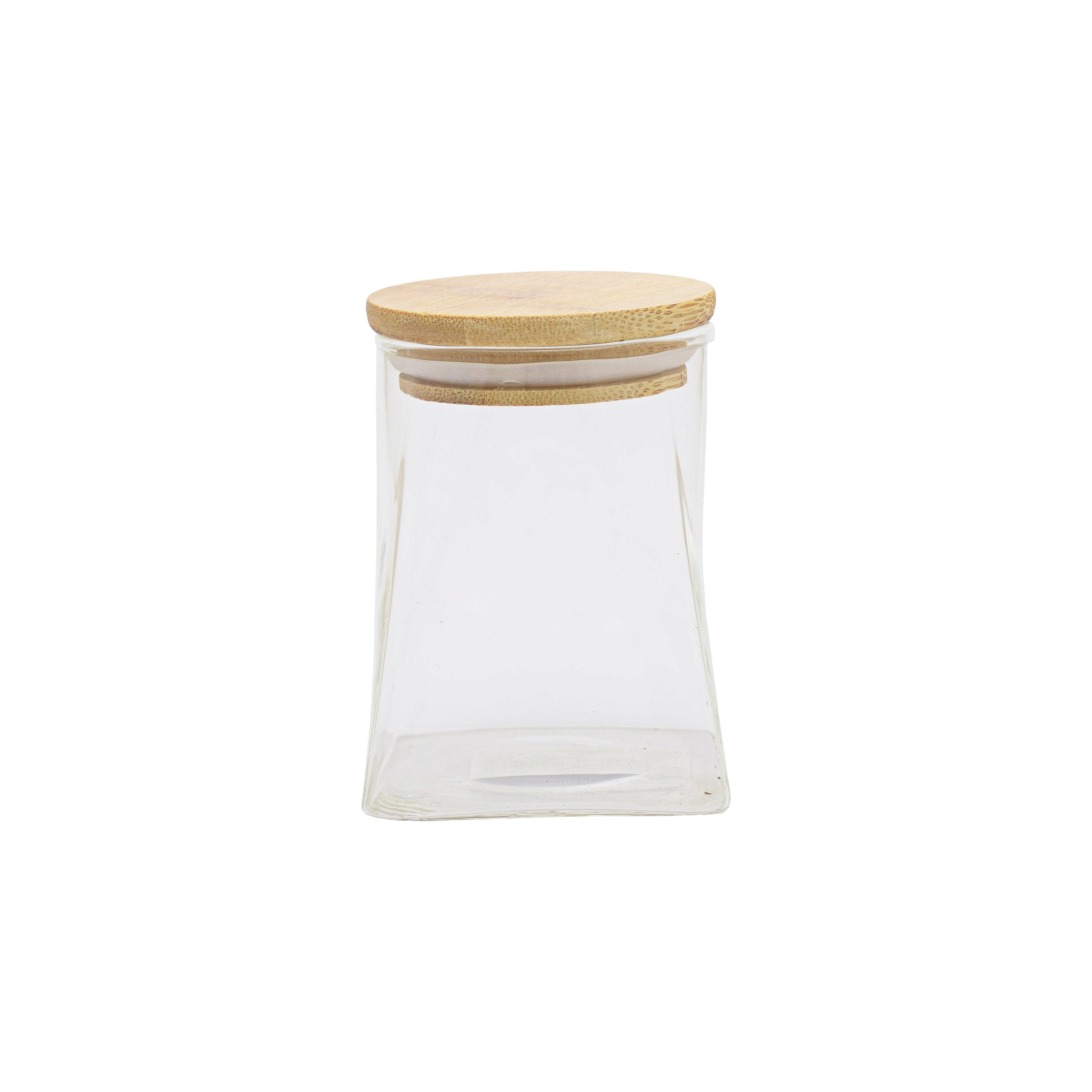 Aqua Glass Canister 510ml A Lin with Airtight Bamboo Lid 27598