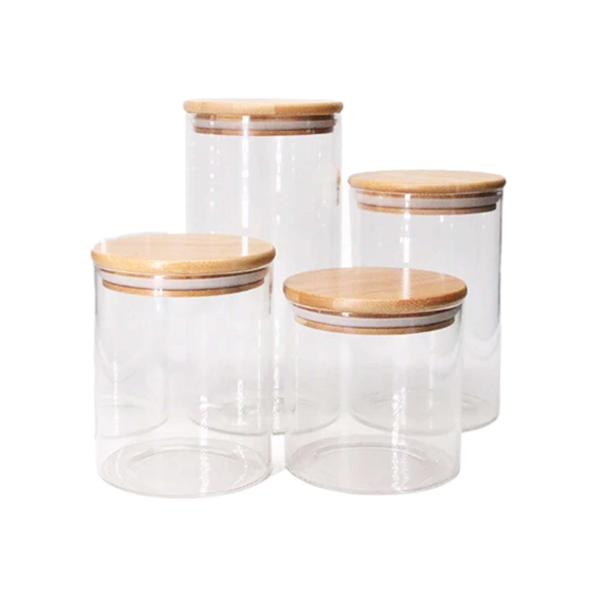 Borosilicate Glass Canister Storage Jar Round with Wooden Lid