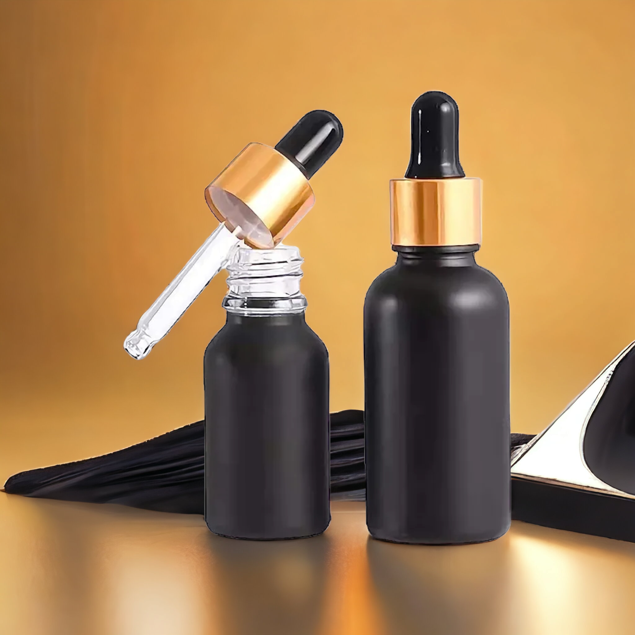 30ml Glass Dropper Bottle Black with Pipette Lid