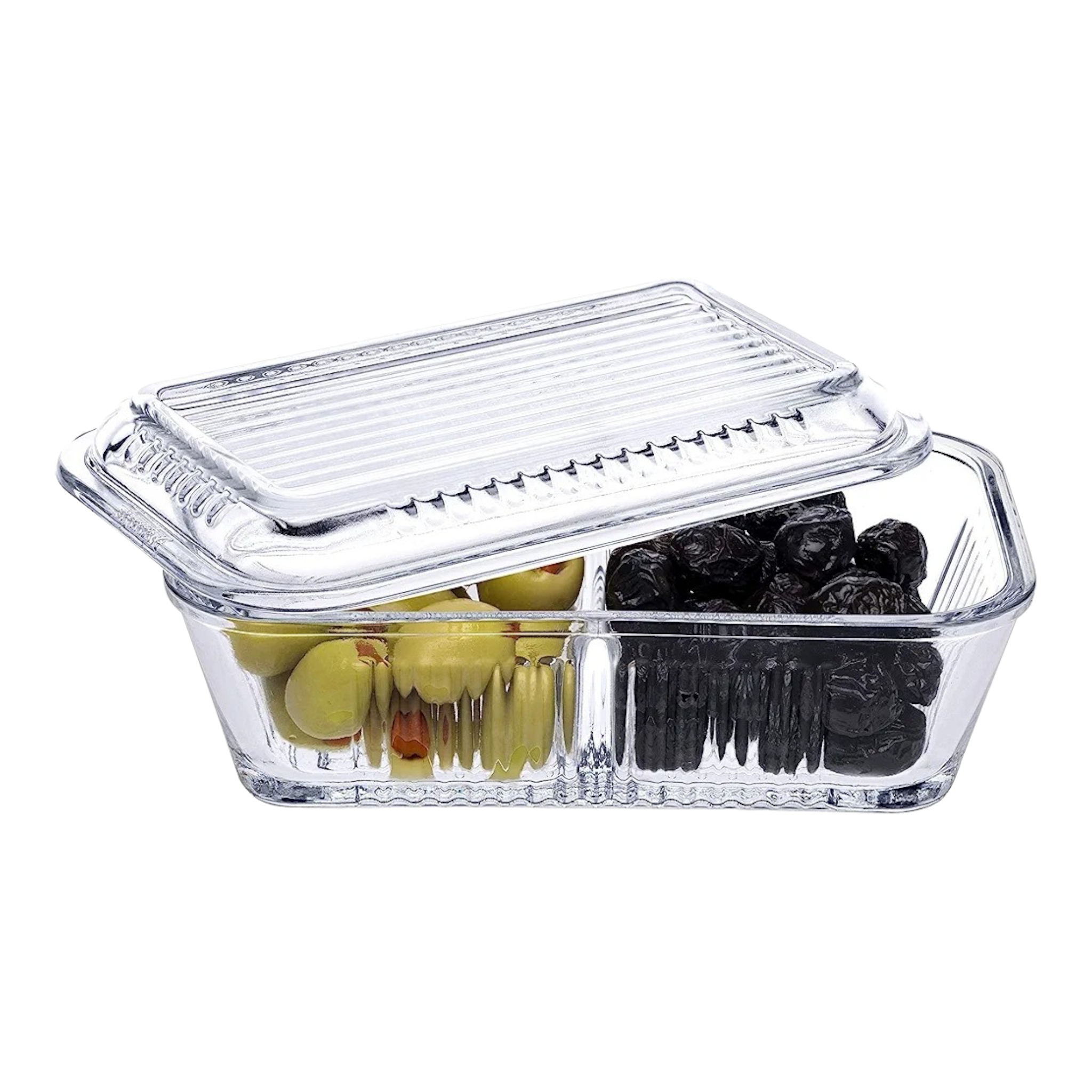 Pasabahce Frigo Glass Storage 2 Compartment Butter Dish 480mm with Lid 23894