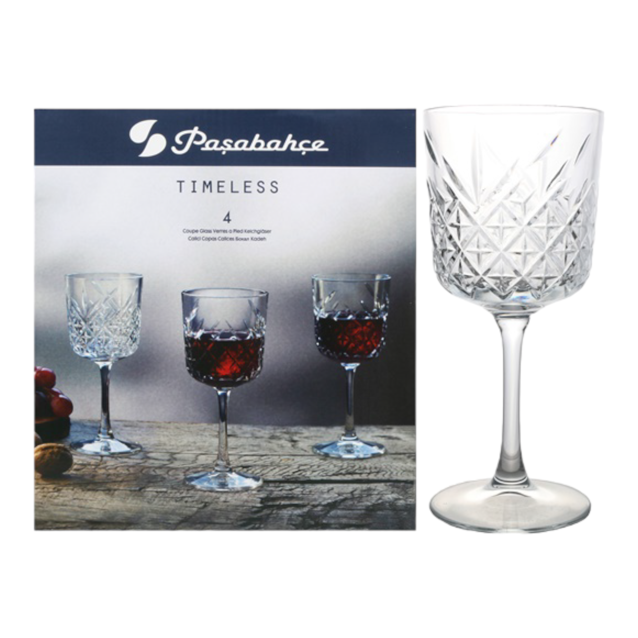 Pasabahce Timeless Glass Tumbler 330ml Red Wine 4Pack 23355