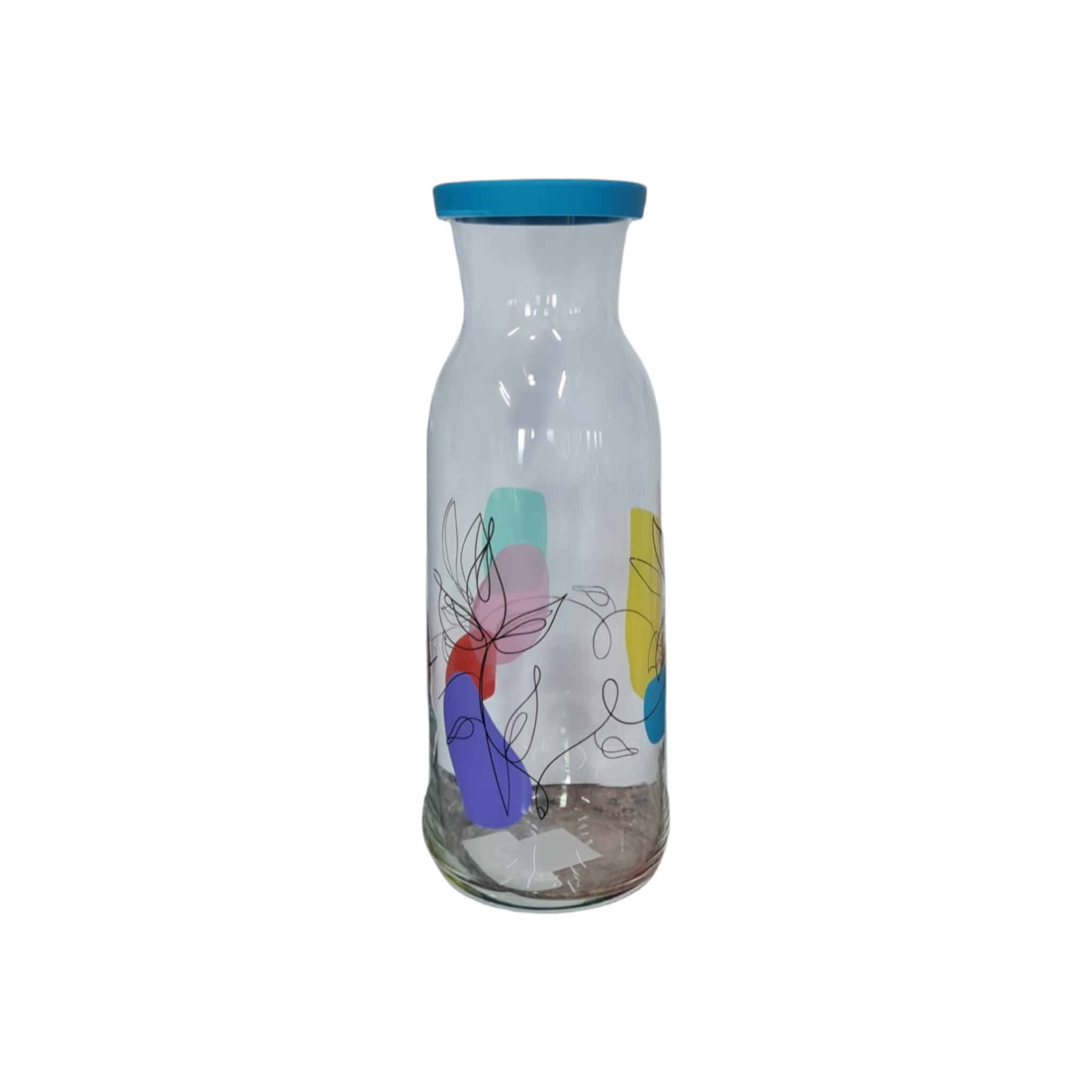 LAV Glass Carafe 1.2LBottle with Pattern with Blue Lid SGN2380