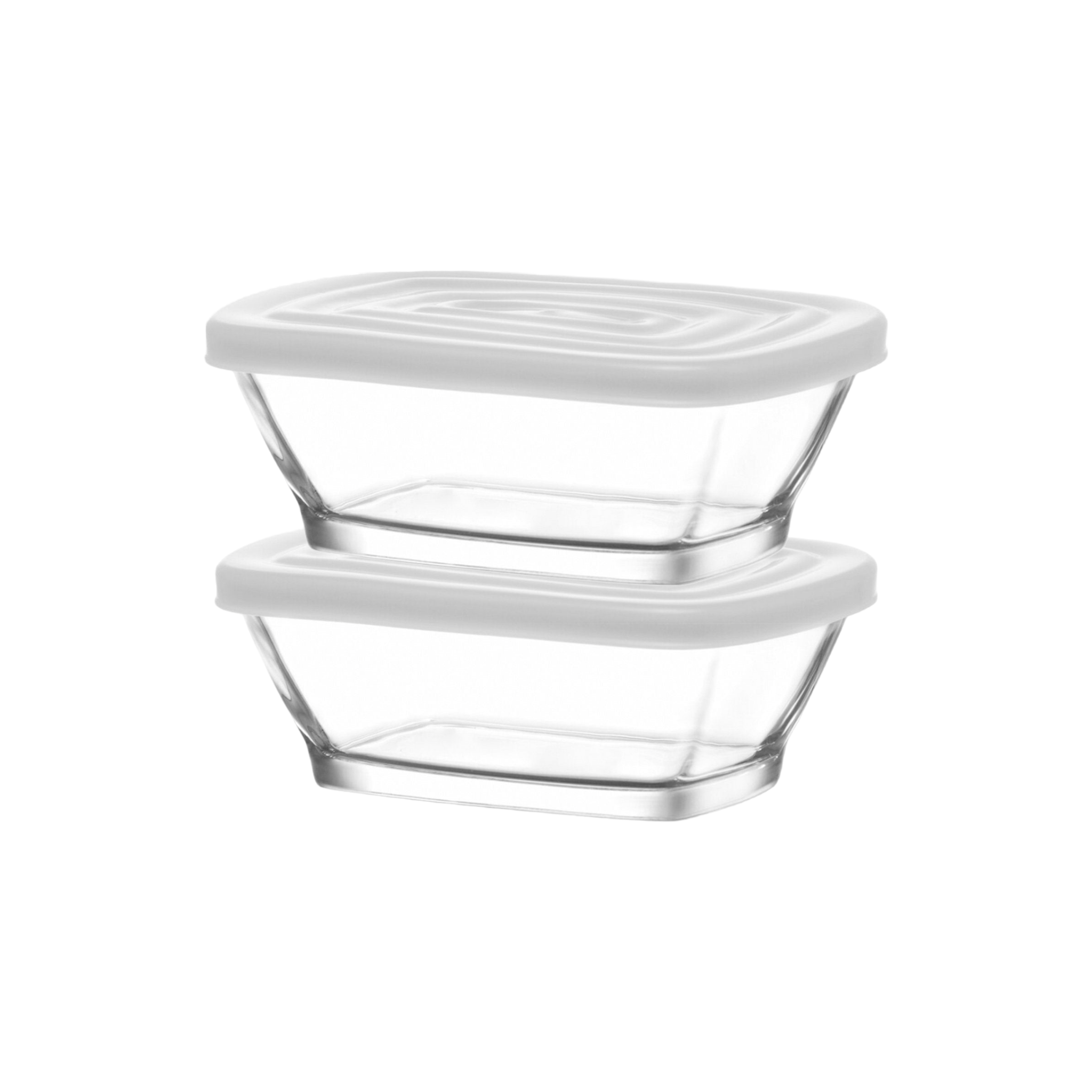 LAV Glass Tub 375ml Rectangular Jar with White Lid 2pc SGN2032