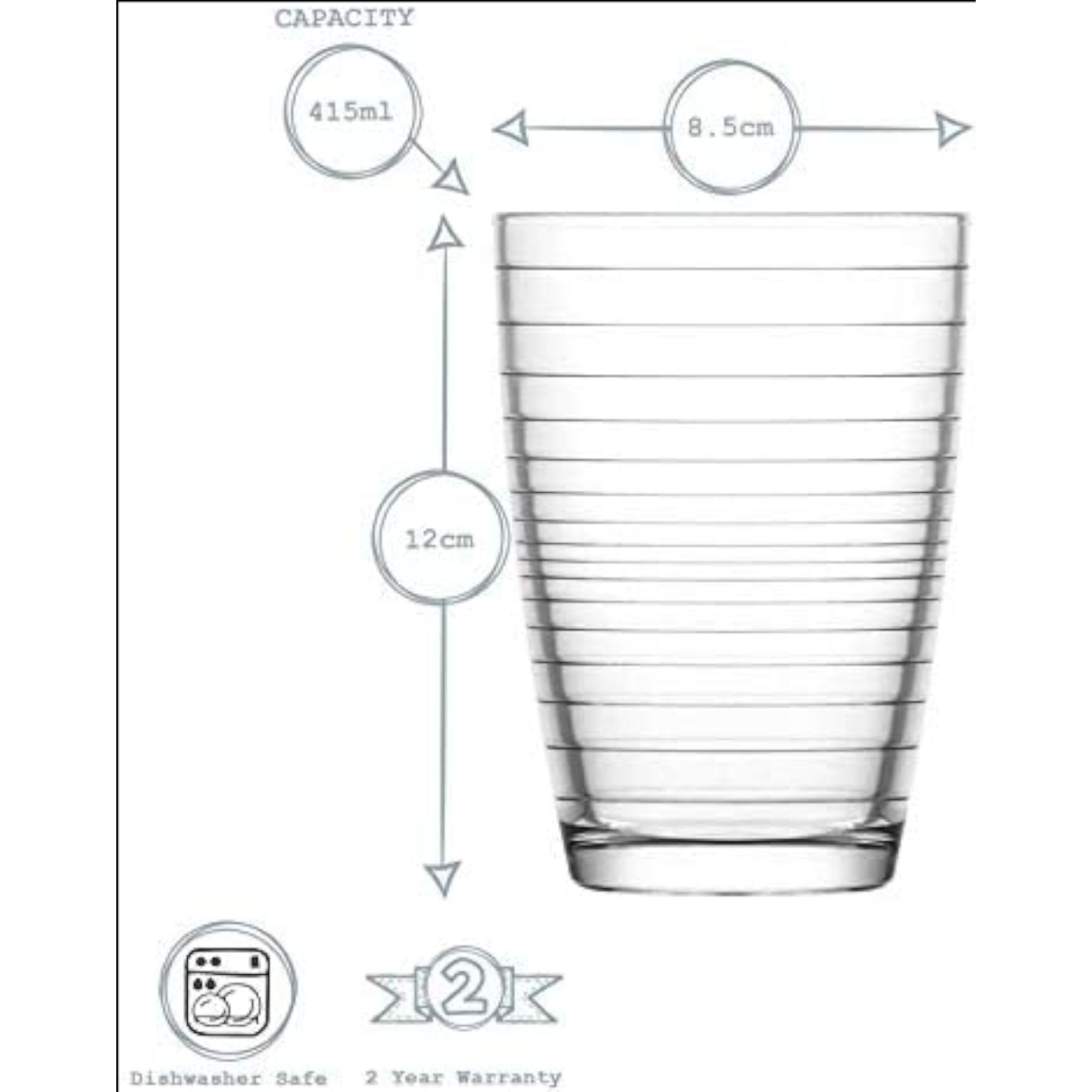 LAV Apollon Hiball Glass Tumbler 415ml 6pack SGN2041