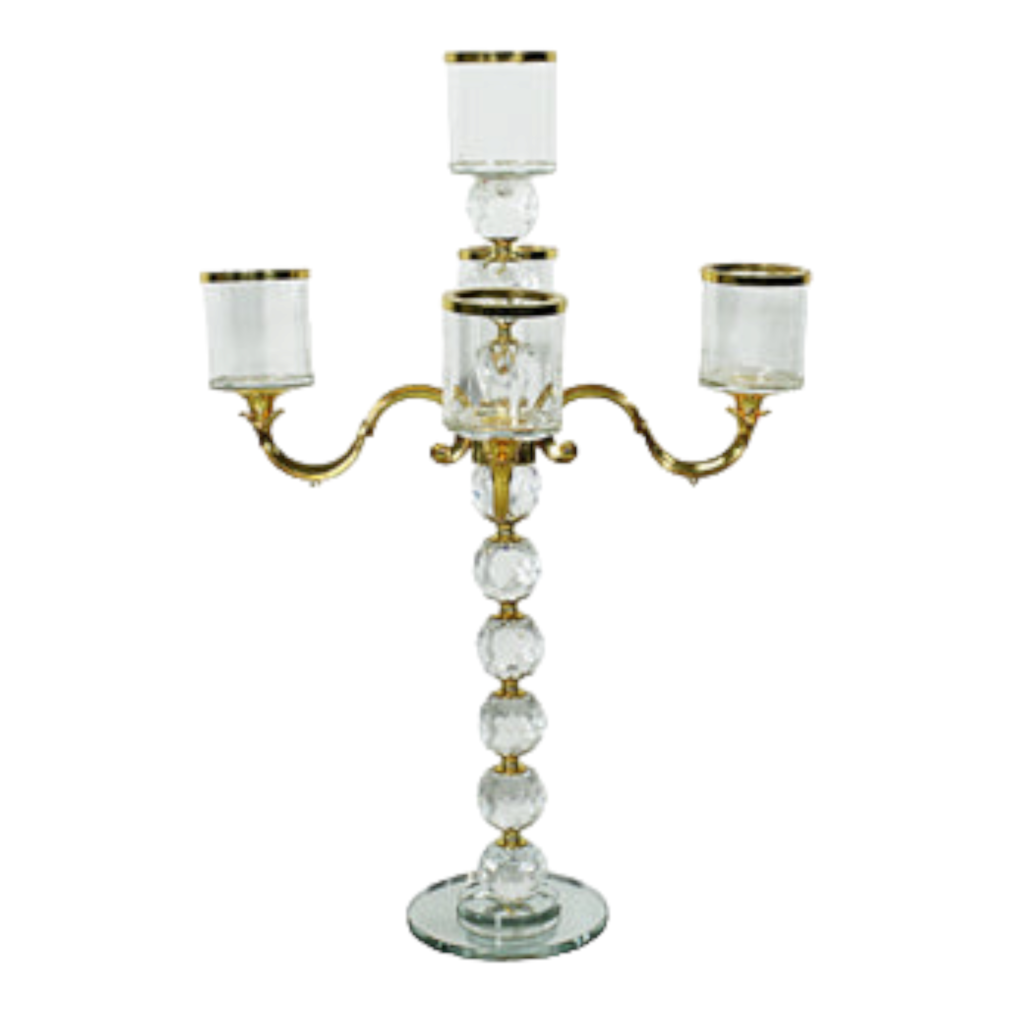 Glass Candle Holder with Gold Trim Large 49cm