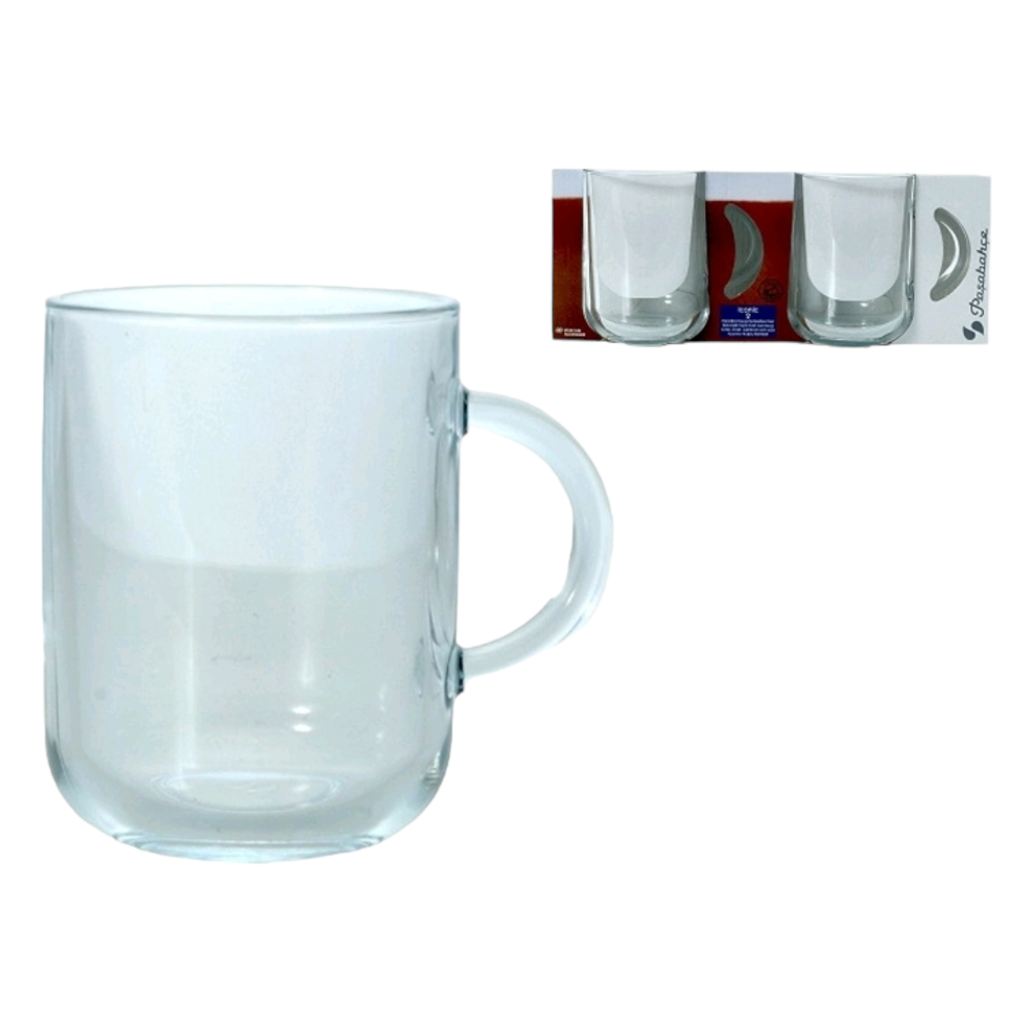 Pasabahce Iconic Glass Coffee Mug 330ml 2pack 23104